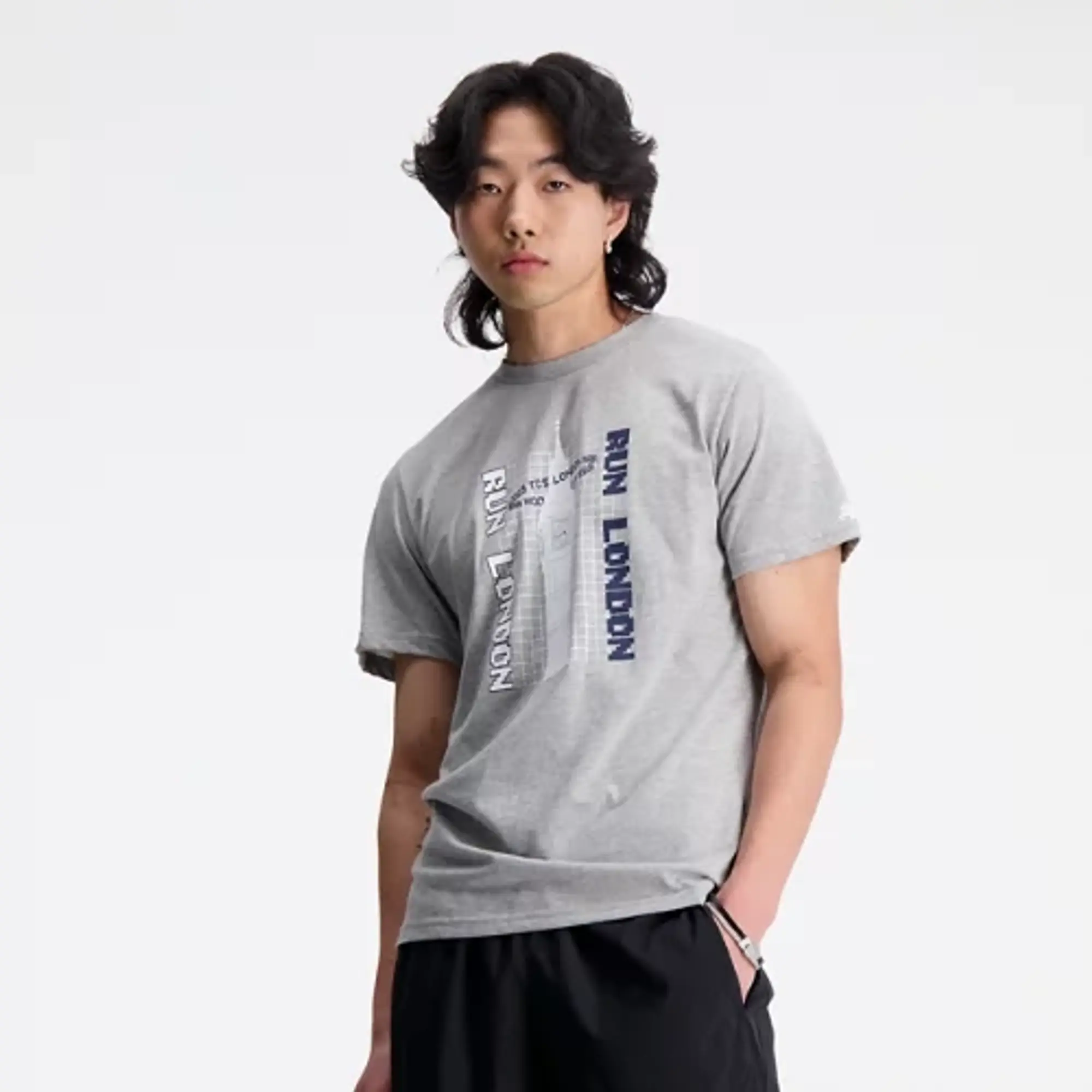 New Balance Men's London Edition Big Ben Tee in Grey Cotton