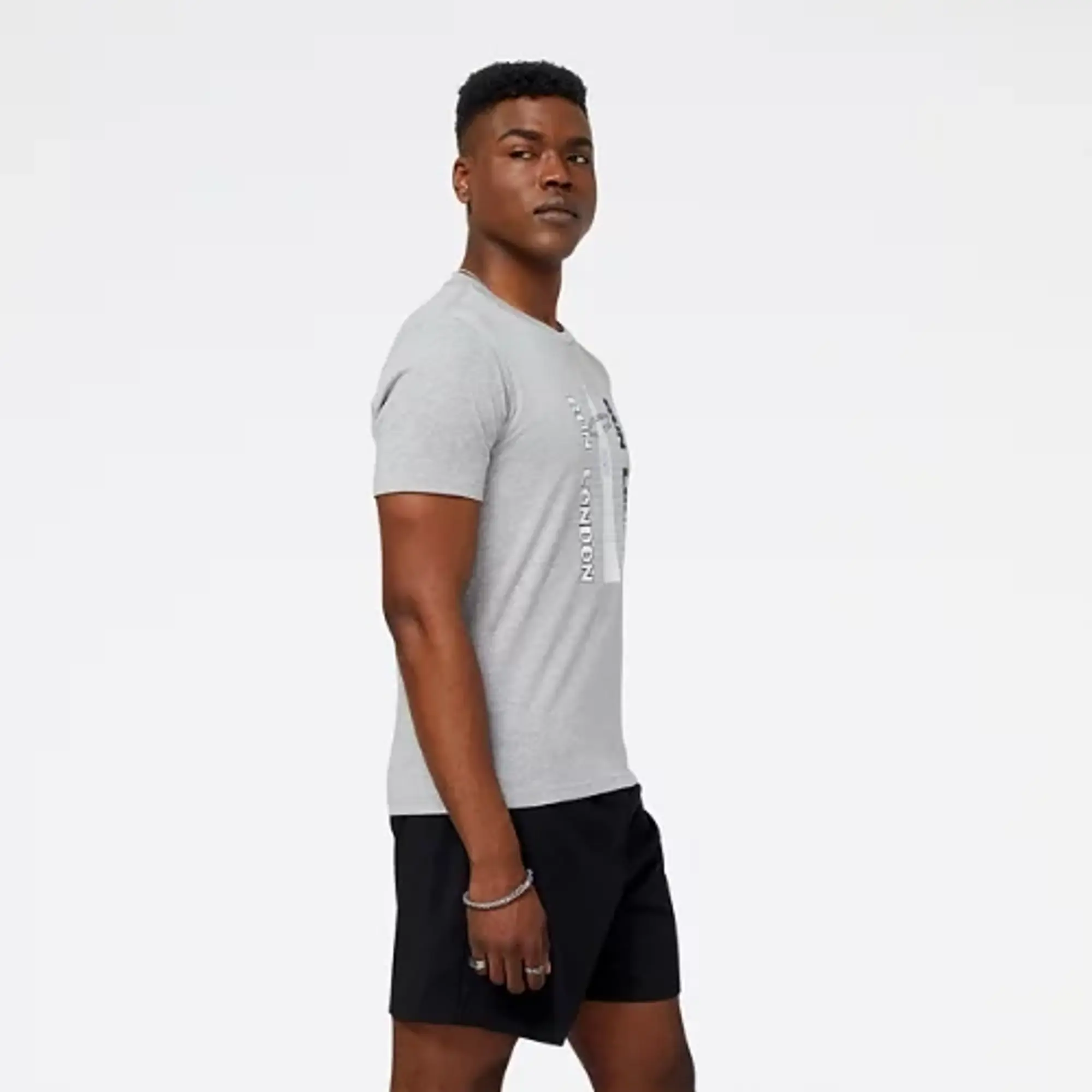 New Balance Men's London Edition Big Ben Tee in Grey Cotton