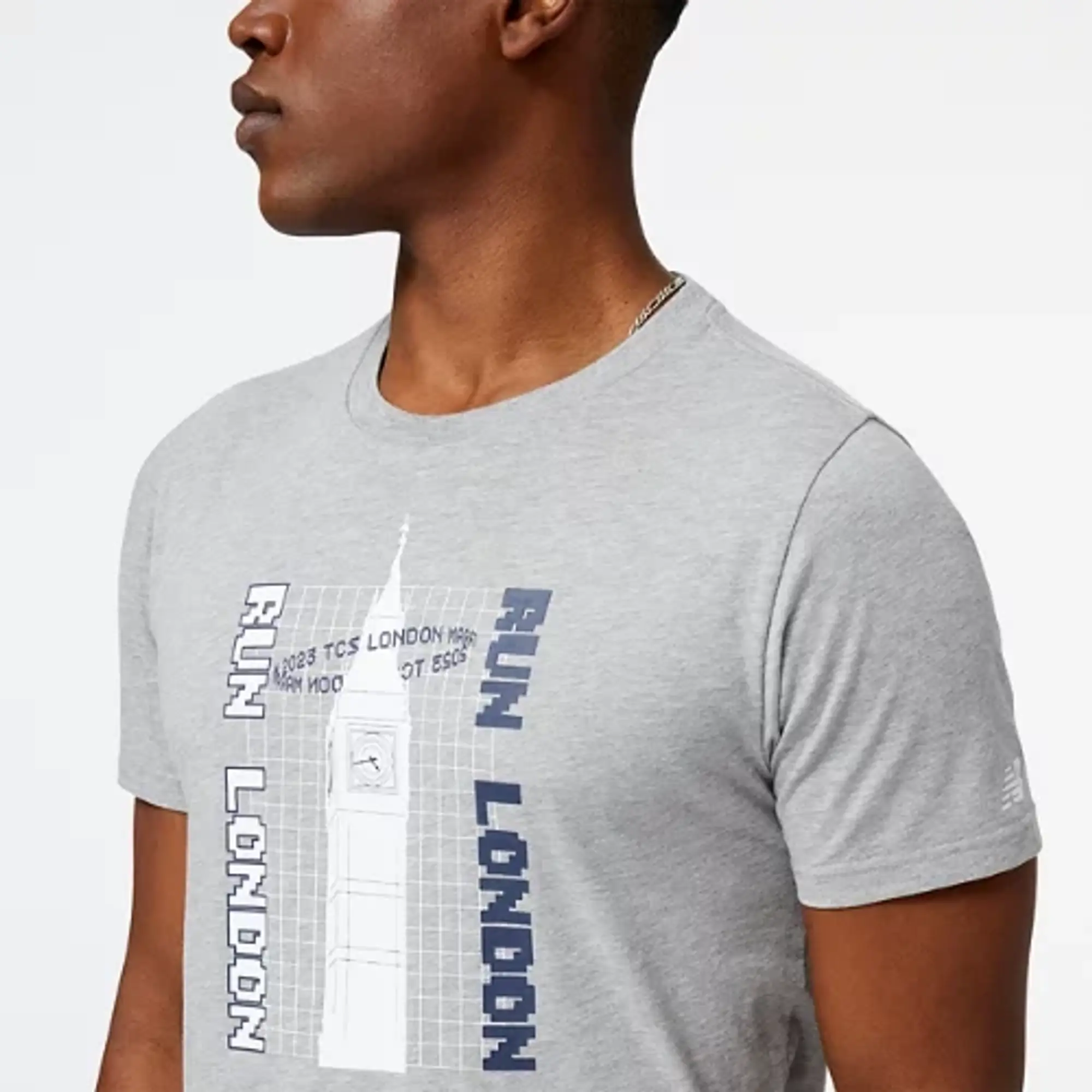 New Balance Men's London Edition Big Ben Tee in Grey Cotton