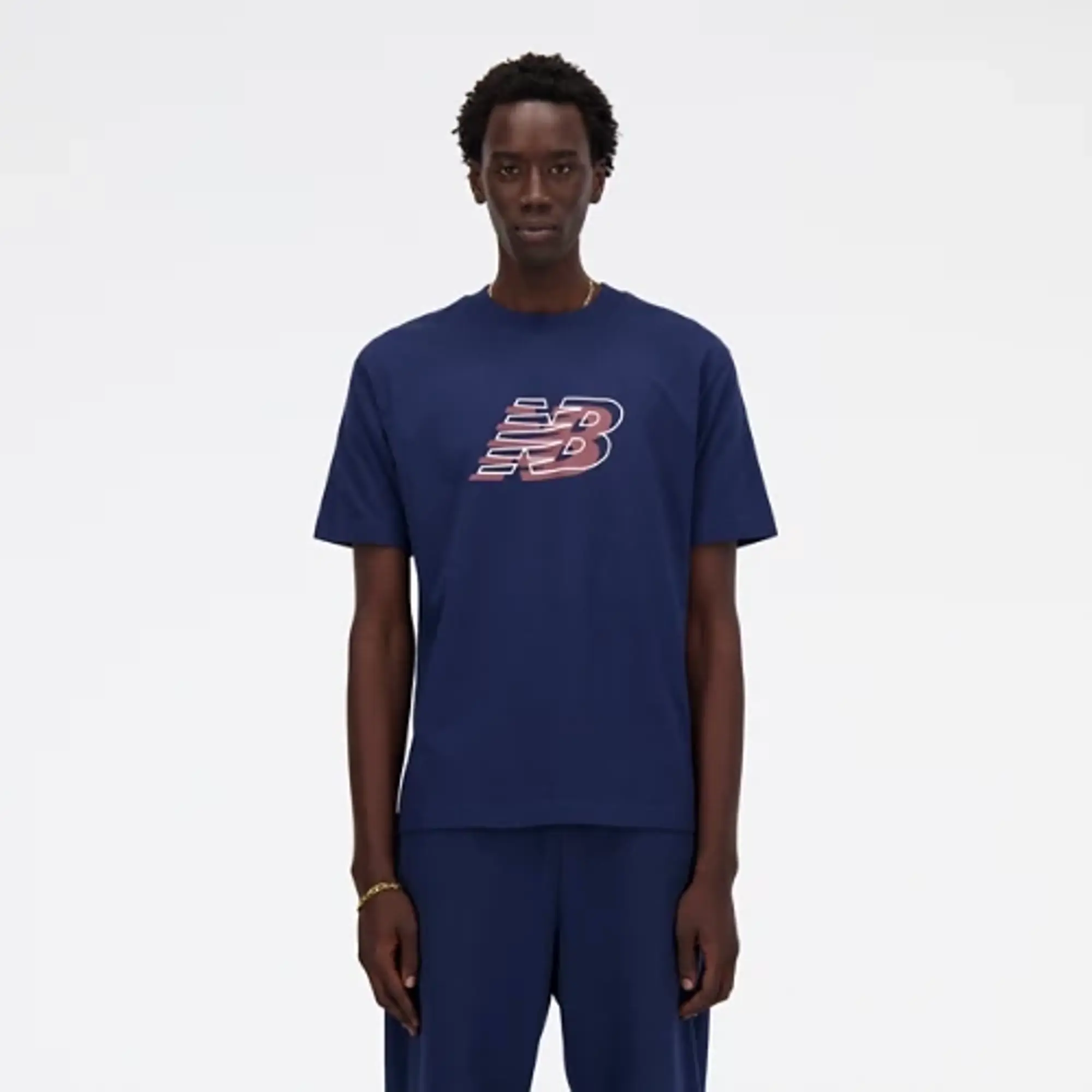 New Balance Men's Outline Graphic T-Shirt in Blue Cotton