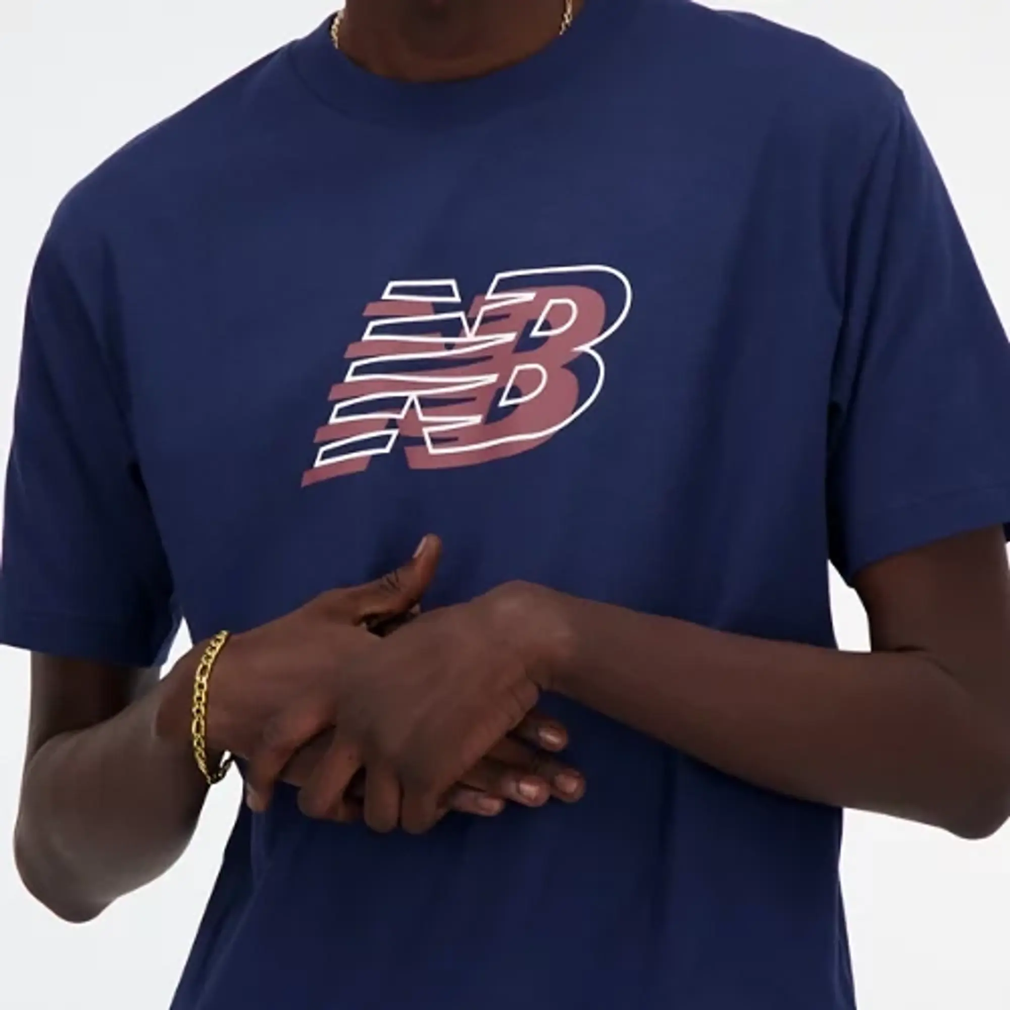 New Balance Men's Outline Graphic T-Shirt in Blue Cotton