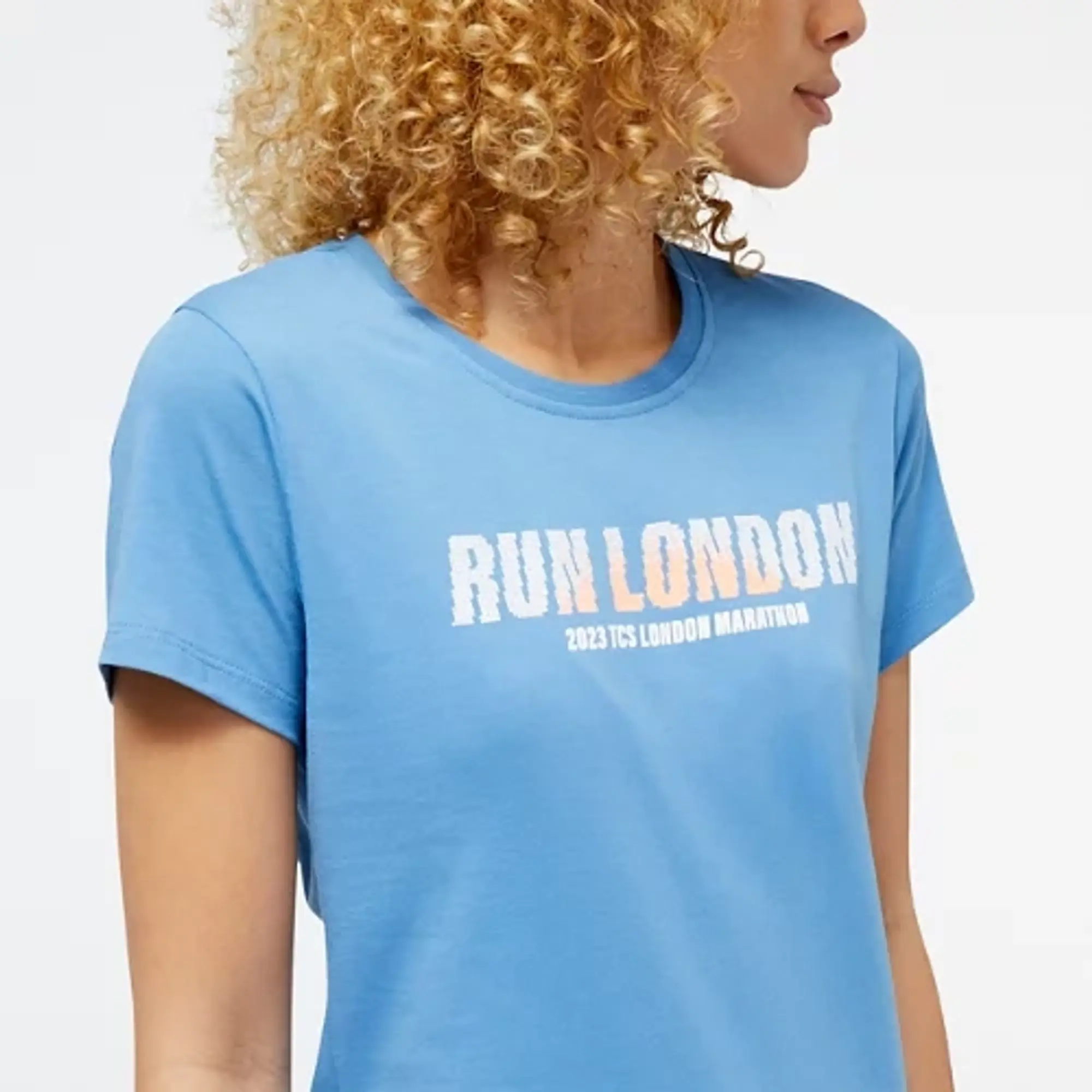 New Balance Women's London Edition London Tee in Blue Cotton