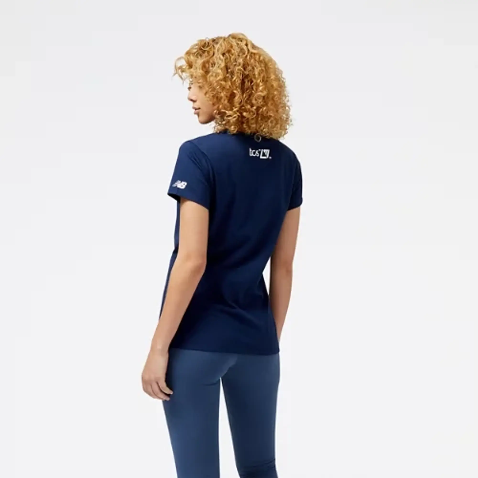 New Balance Women's London Edition Finisher Tee in Blue Cotton