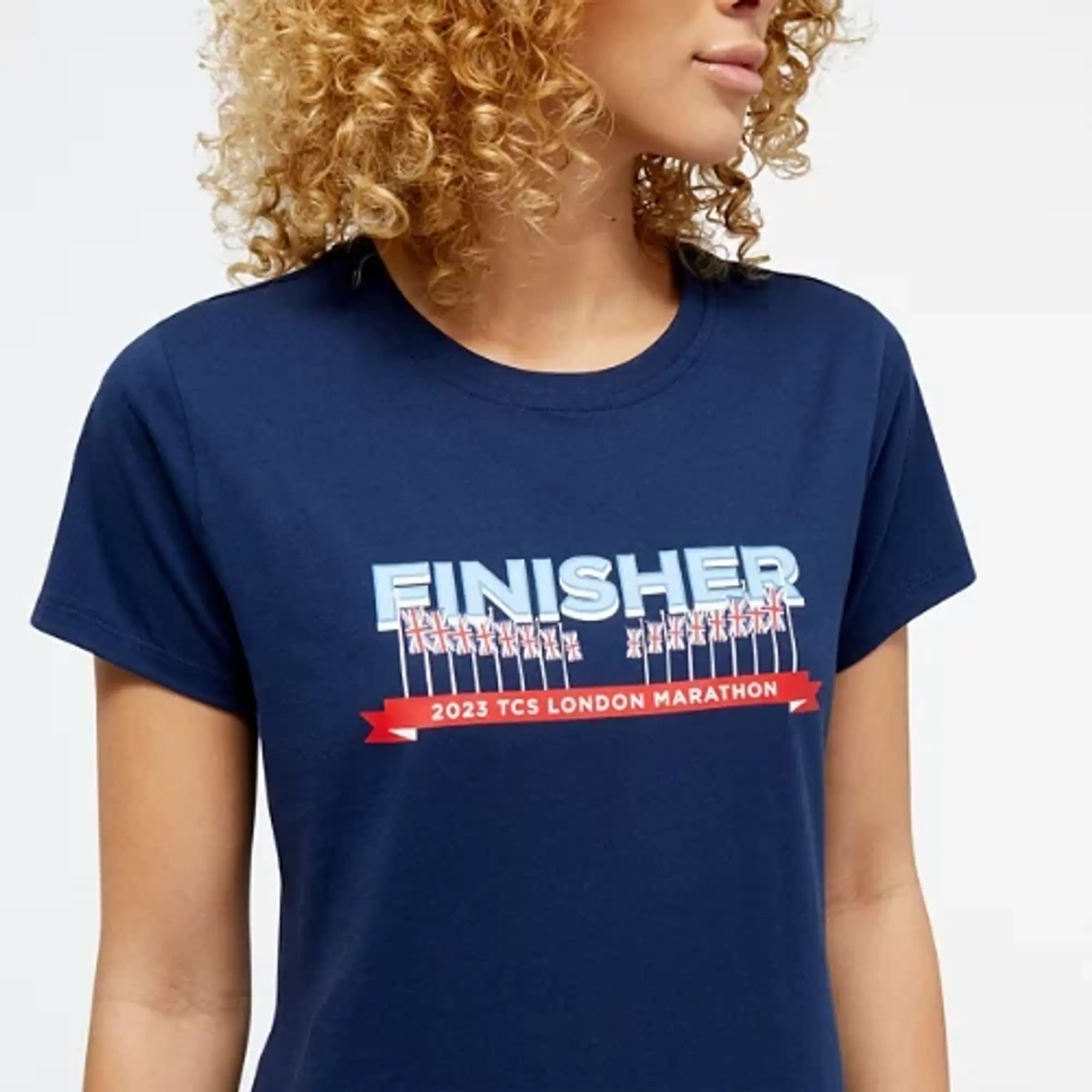 New Balance Women's London Edition Finisher Tee in Blue Cotton