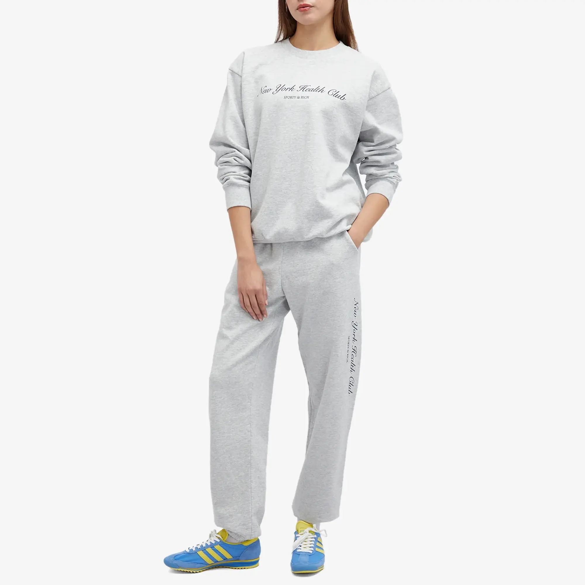 Sporty & Rich Women's NY Health Club Sweatpant Heather Gray Navy