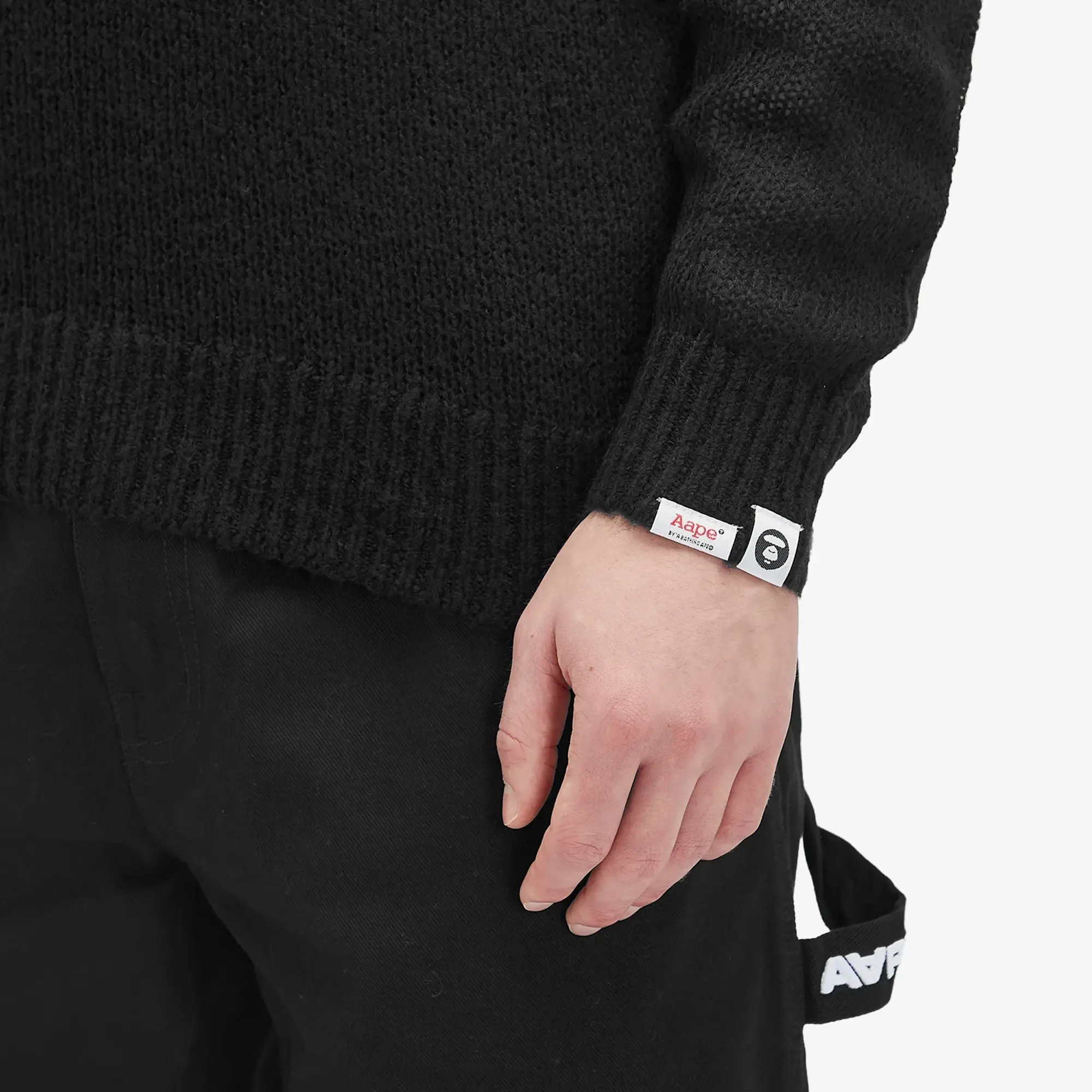 A Bathing Ape AAPE Logo Mohair Knit Sweater Black