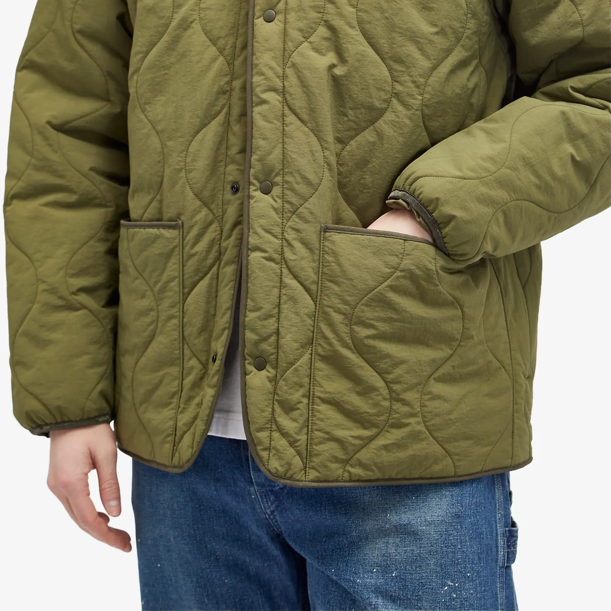 BEAMS Men's Mil Liner Down Jacket Olive