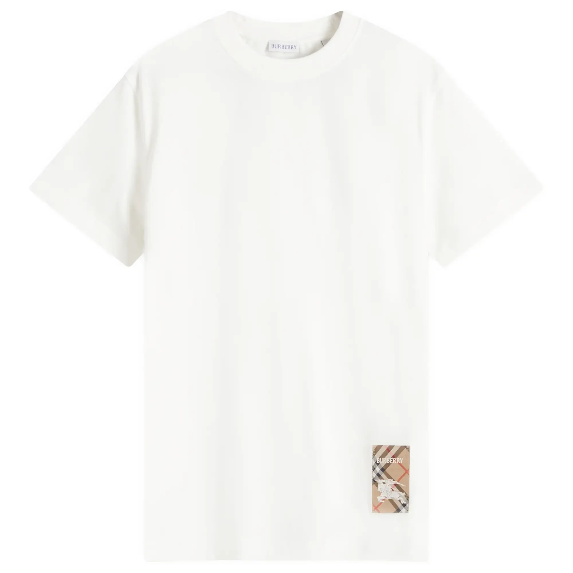 Burberry Men's Check Label T-Shirt Chalk