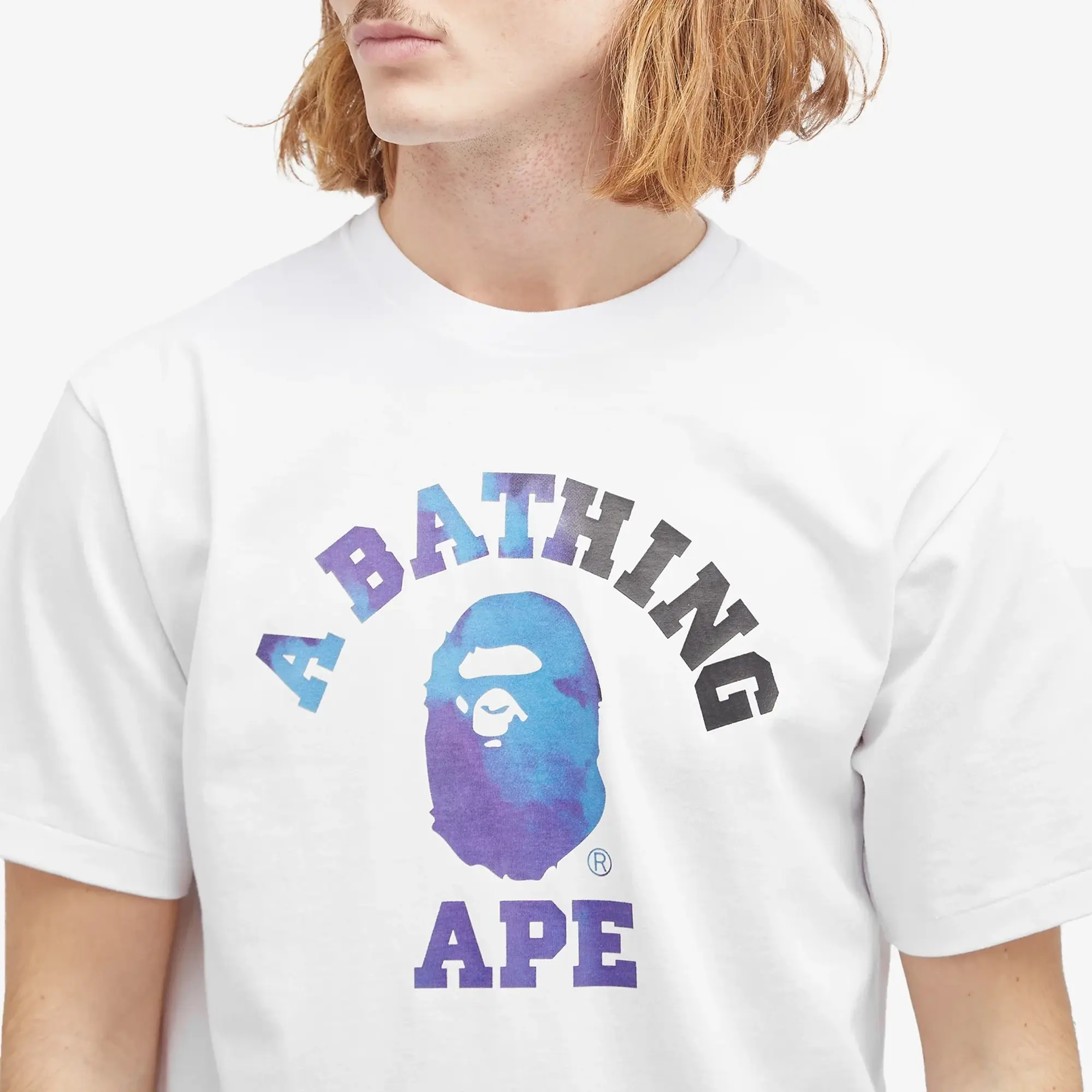 A Bathing Ape Men's Tie Dye College T-Shirt White/Black