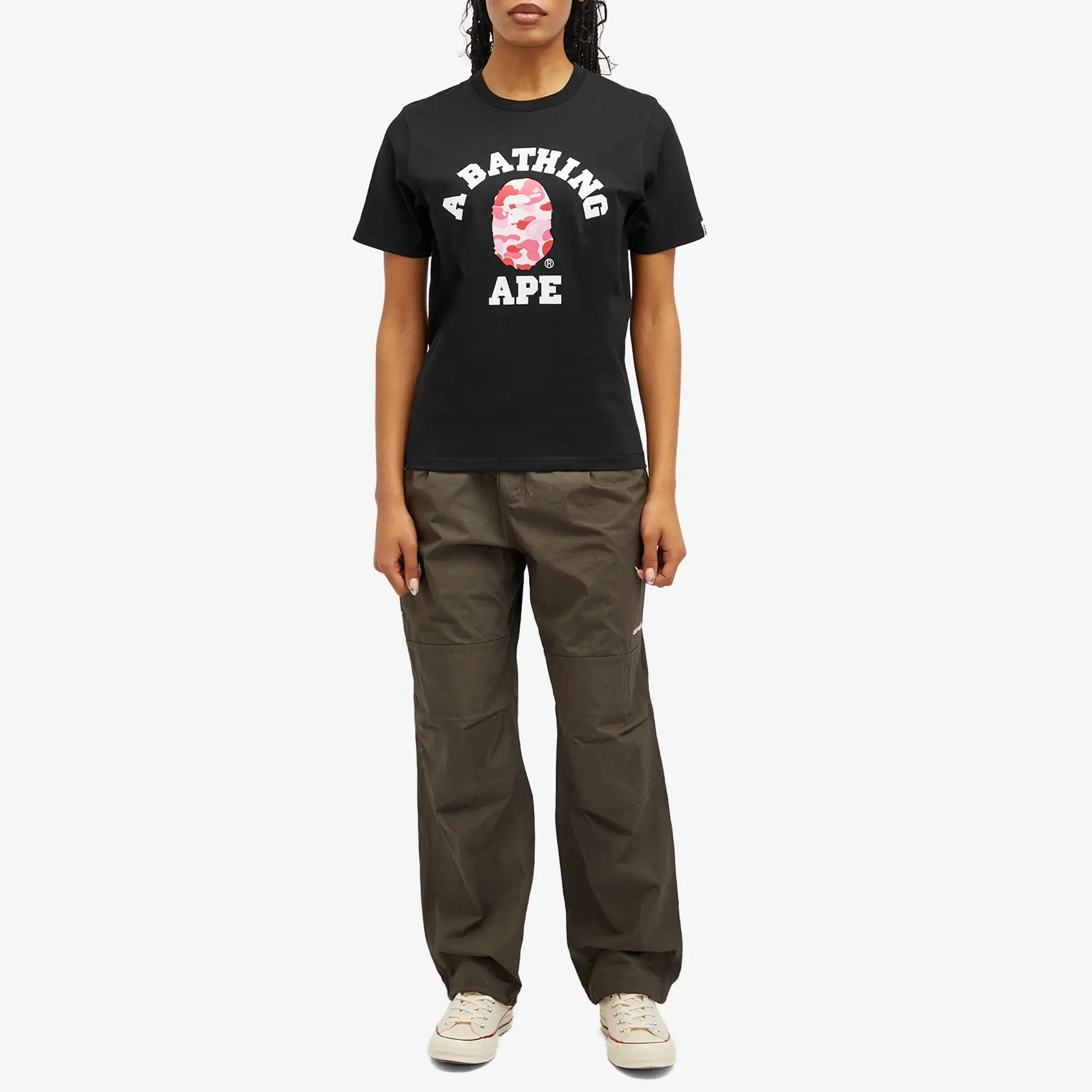 A Bathing Ape Women's ABC Camo College Tee Black X Pink