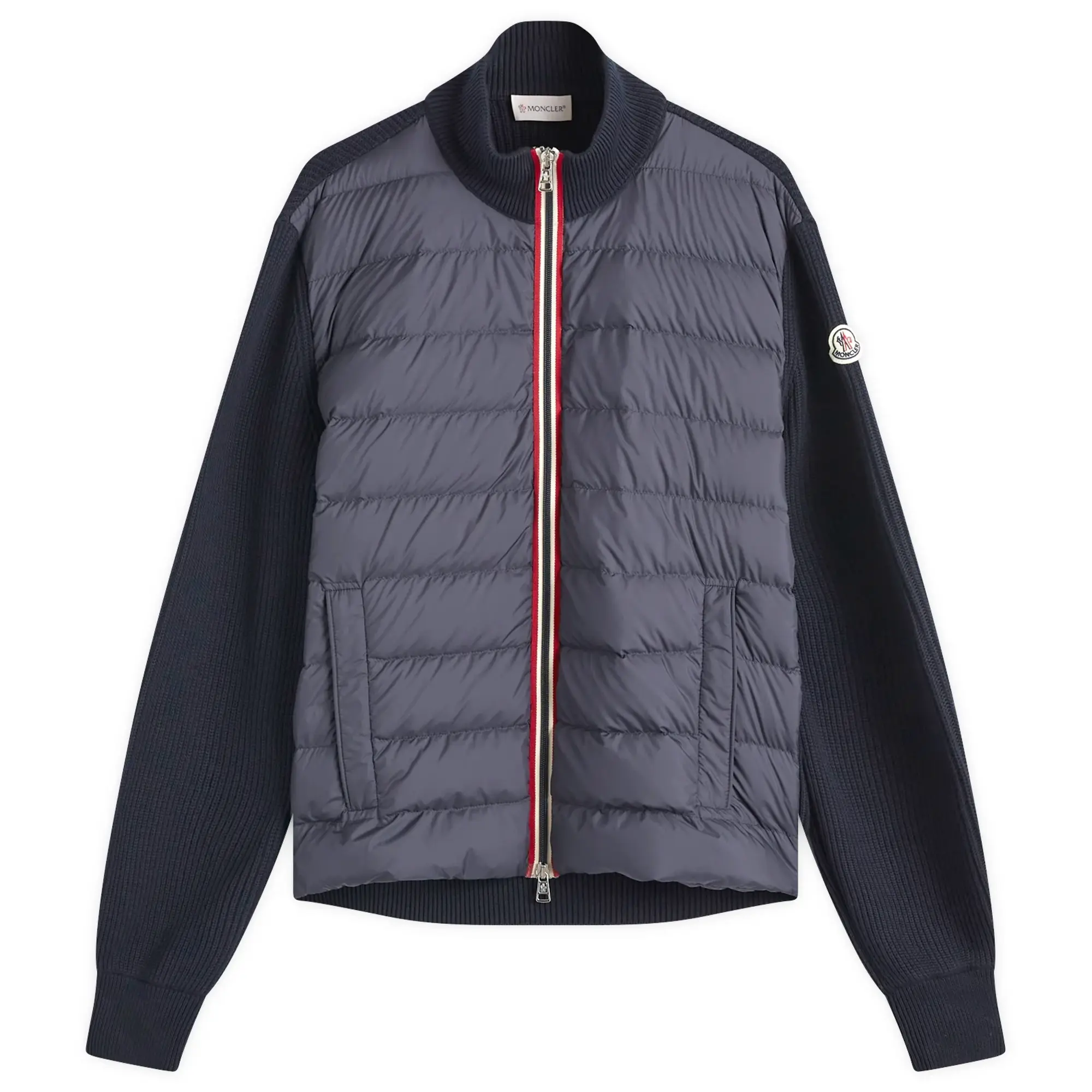 Moncler Men's Cotton Yarn Cardigan Hybrid Jacket Blue