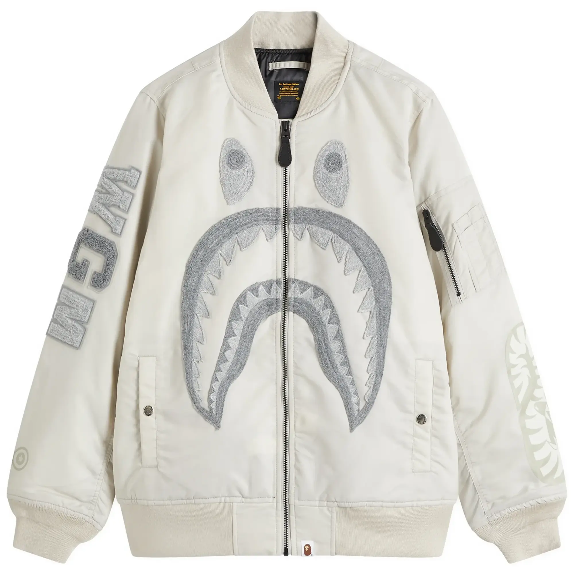 A Bathing Ape Women's Shark Nylon Ma-1 Bomber Jacket Gray