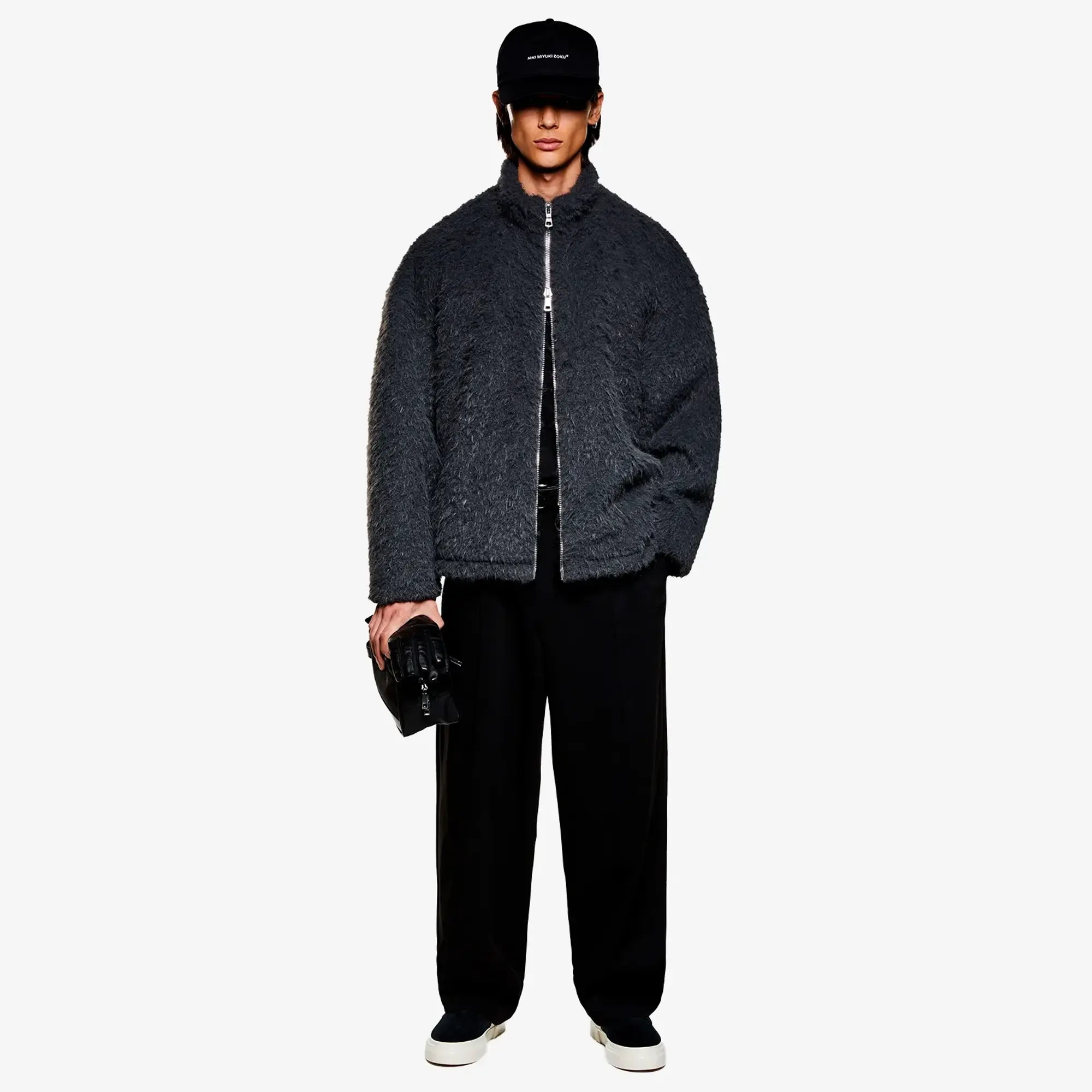 MKI Men's Faux Alpaca Track Jacket Charcoal