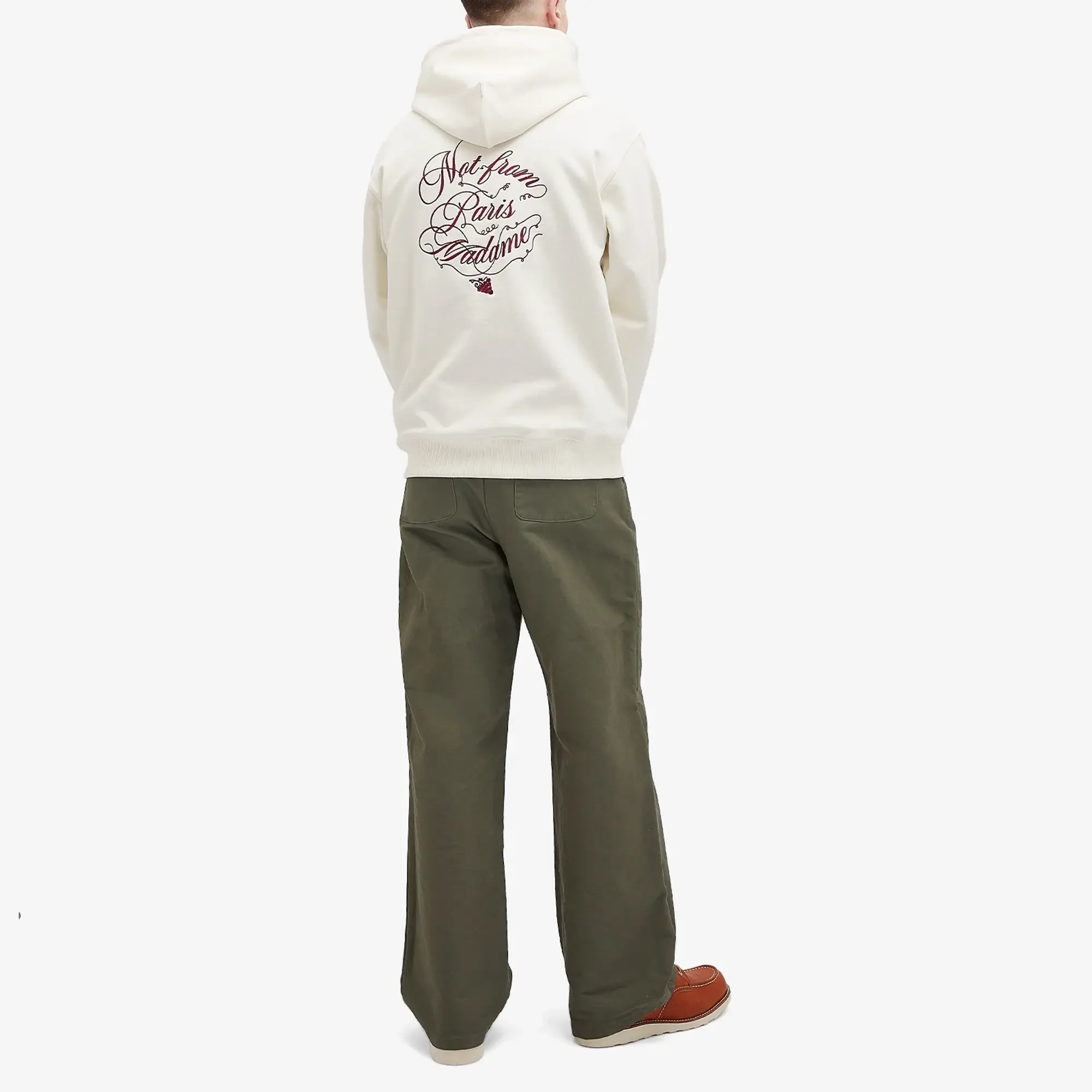 Drôle de Monsieur Men's Not From Paris Madame Caligraphy Hoody Cream