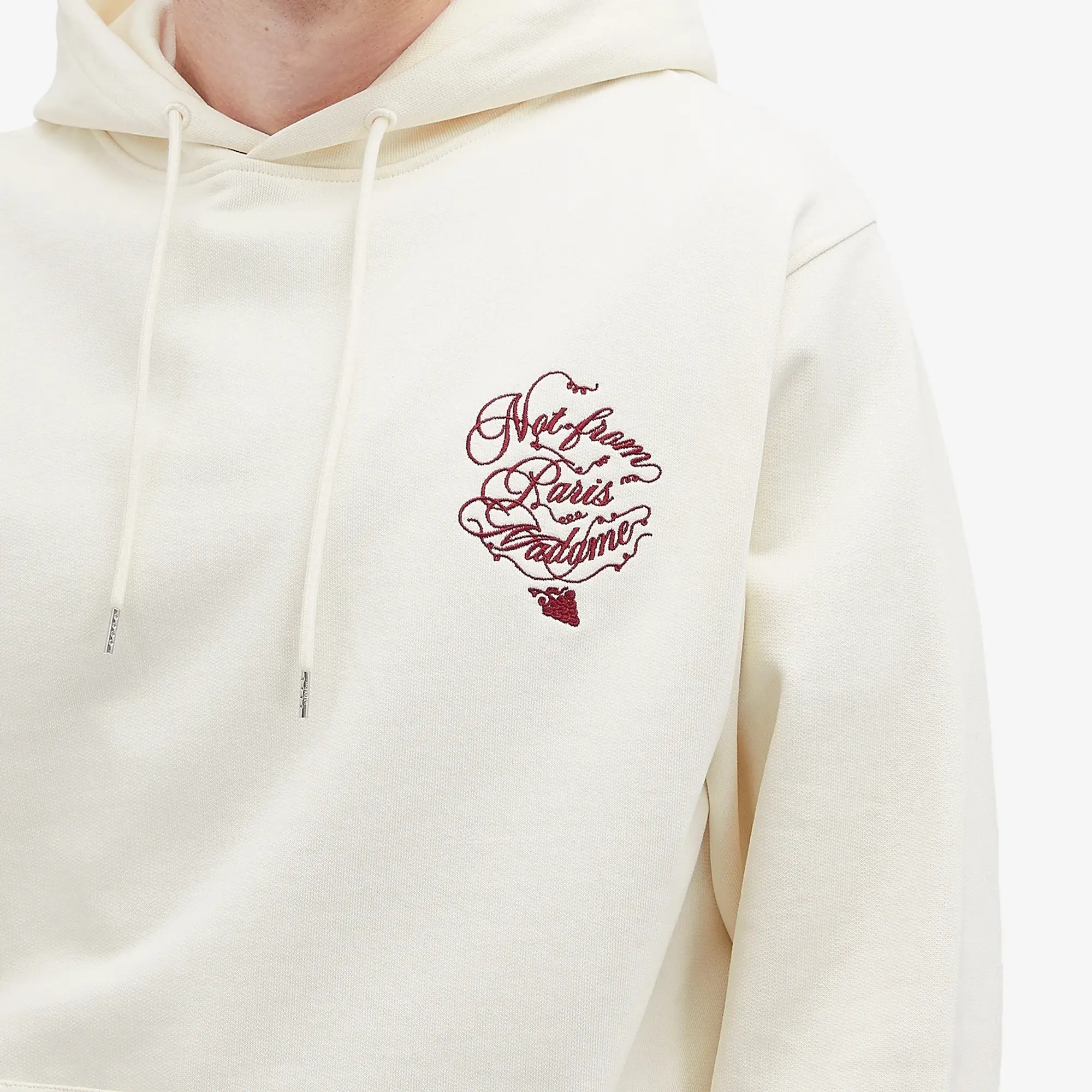 Drôle de Monsieur Men's Not From Paris Madame Caligraphy Hoody Cream