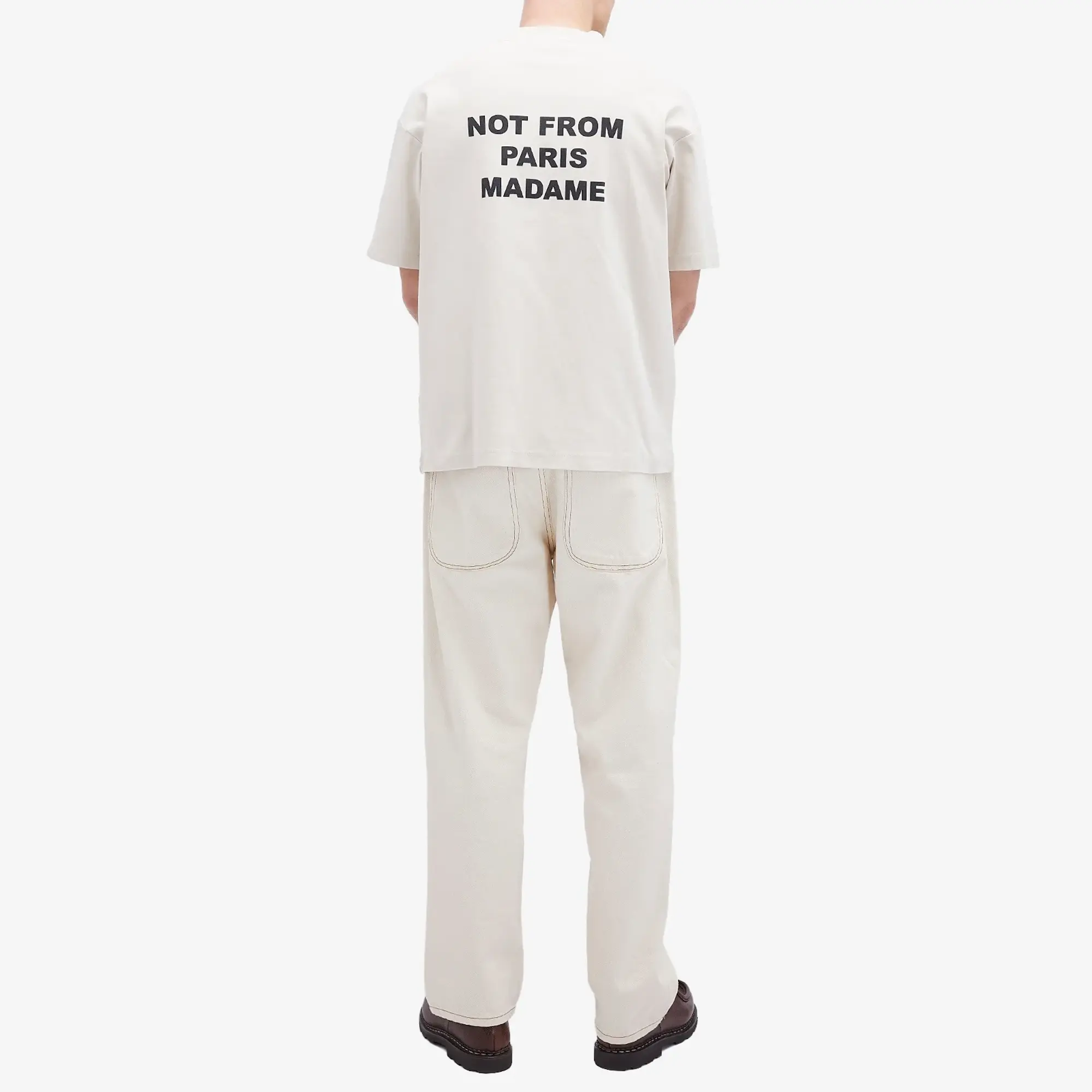 Drôle De Monsieur Le Tee Slogan Men Shortsleeves Beige