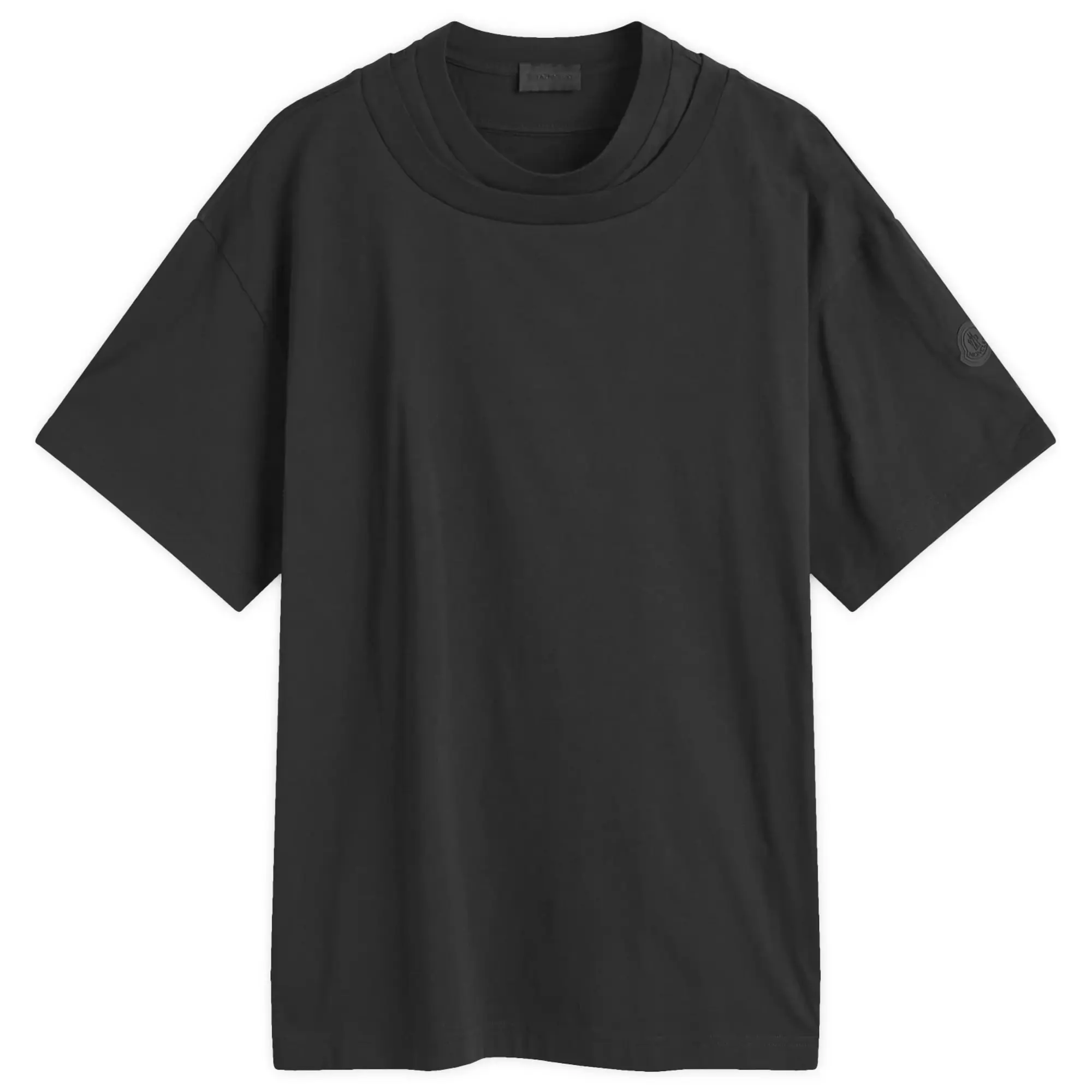 Moncler Men's Lightweight Cotton Jersey Washed T-Shirt Black