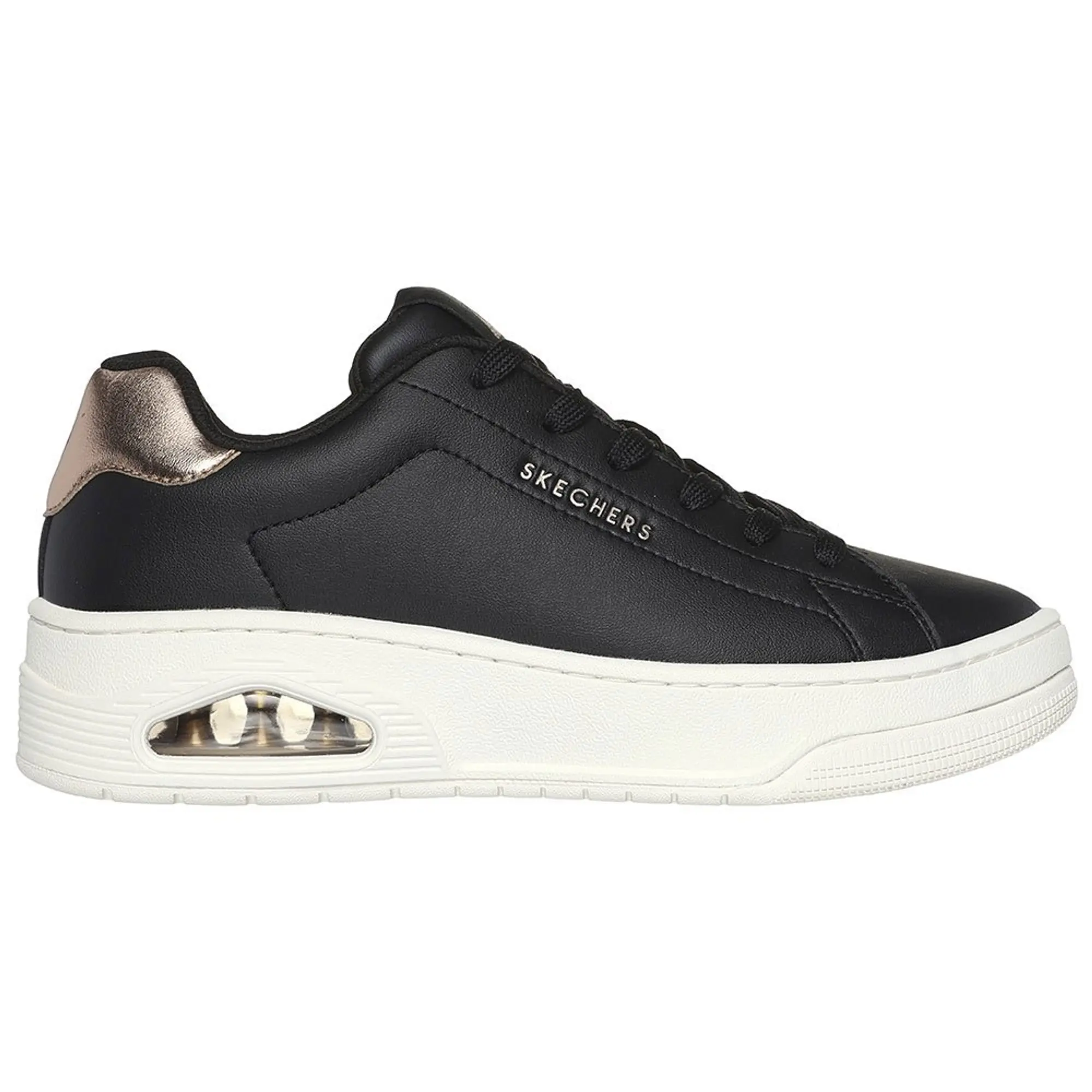 Skechers Women's Uno Court - Courted Air Sneaker in Black