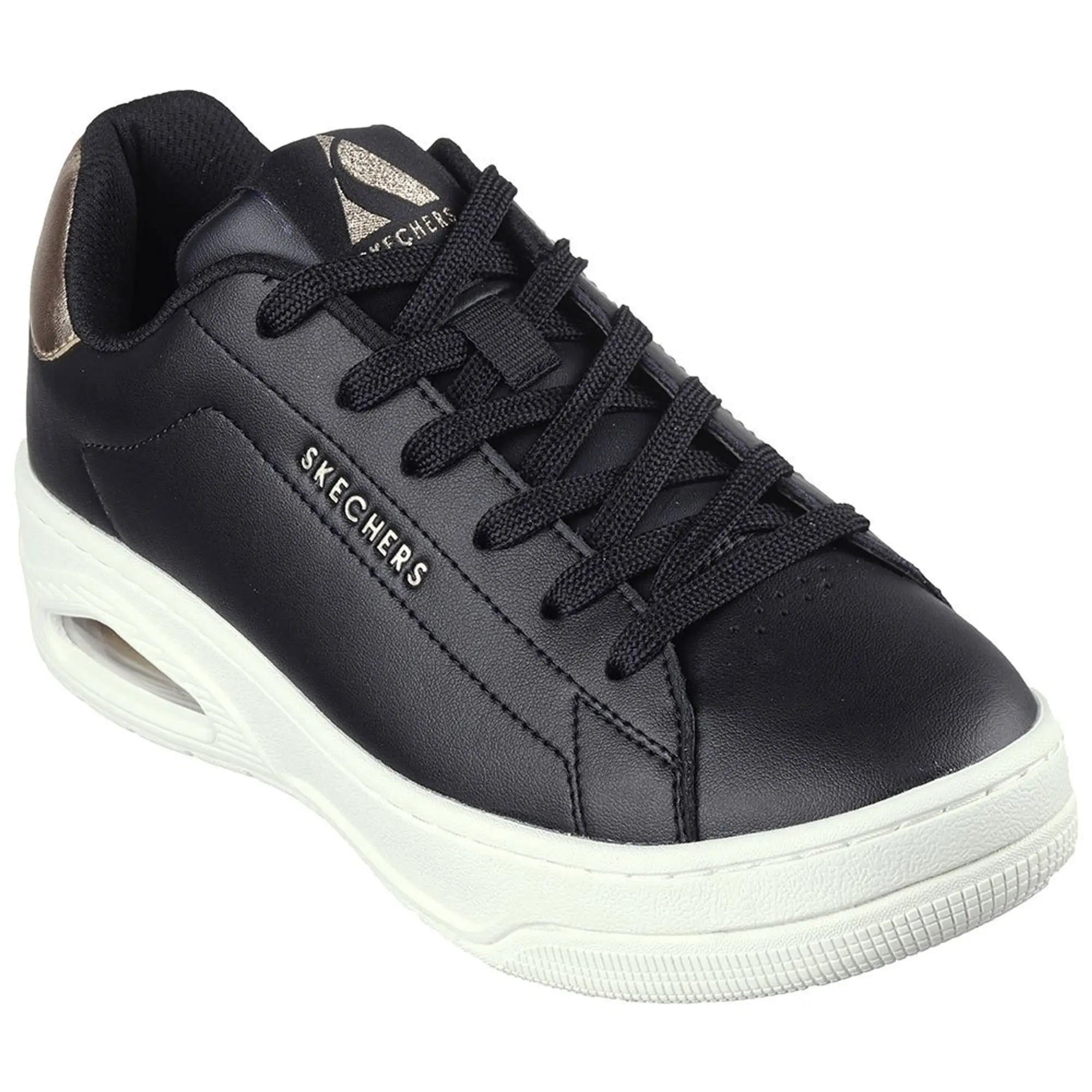 Skechers Women's Uno Court - Courted Air Sneaker in Black