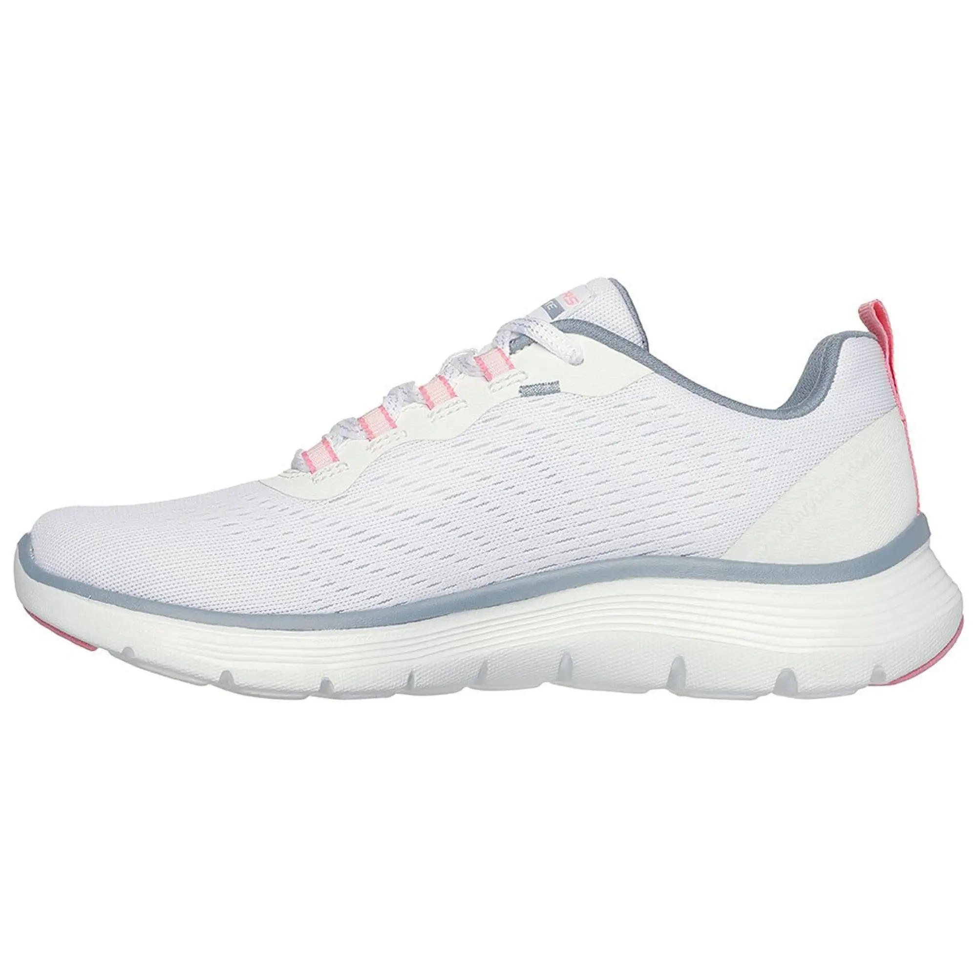 Skechers Women's Flex Appeal 5.0 Sneaker in White/Pink/Blue