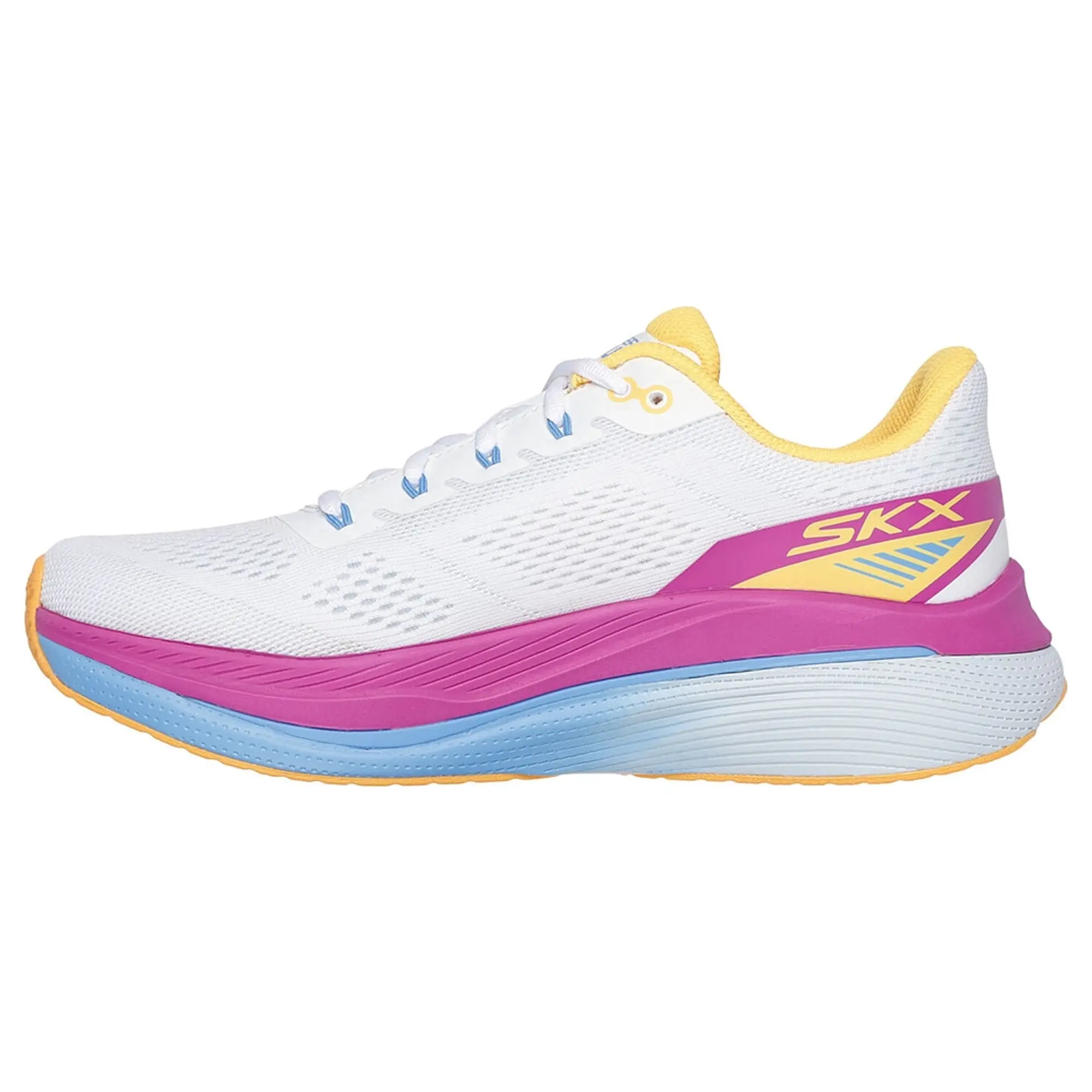 Skechers Women's Max Cushioning Propulsion Sneaker in White/Orange