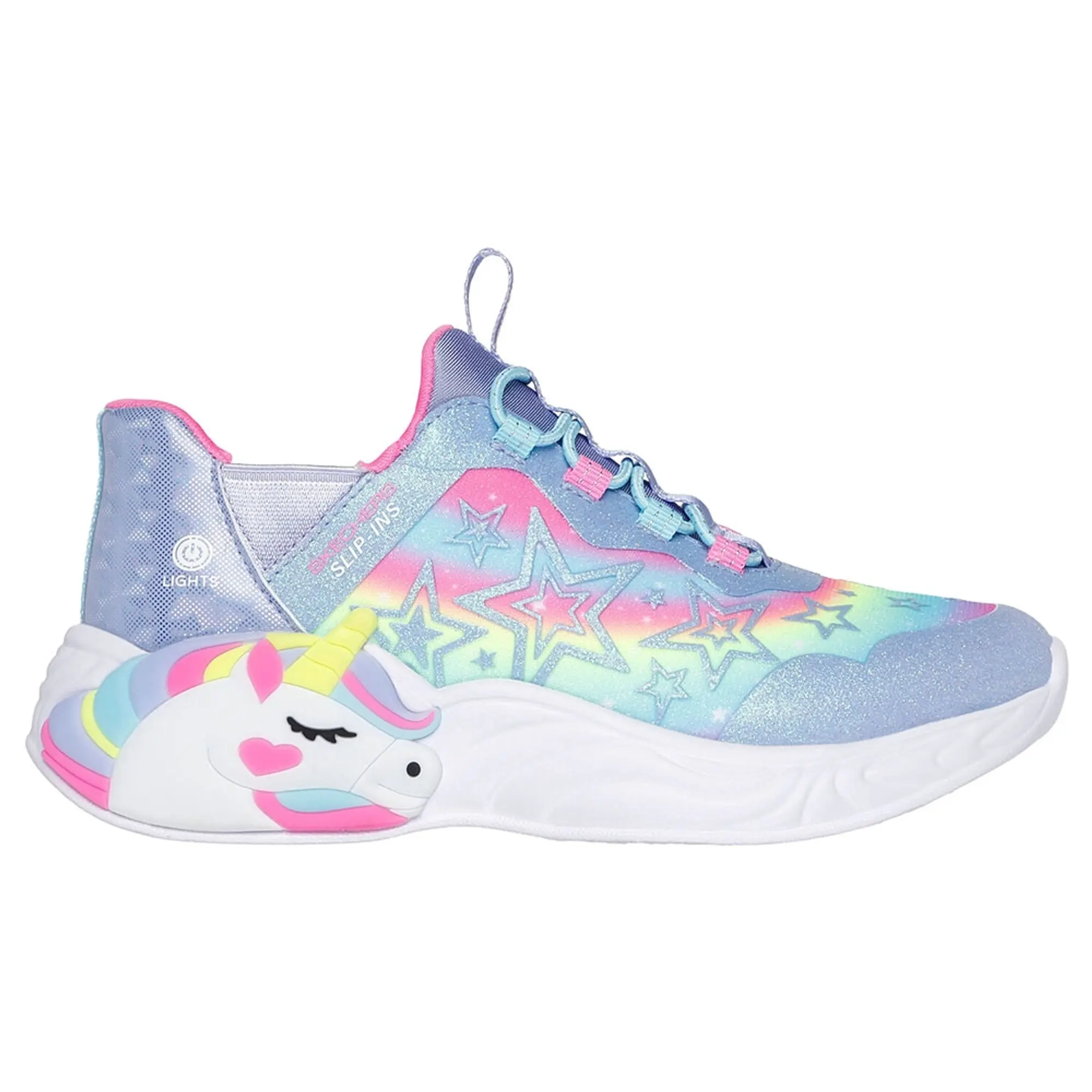 Skechers Girls Slip-ins: Unicorn Dreams - Starry Lite Sneaker in Lavender