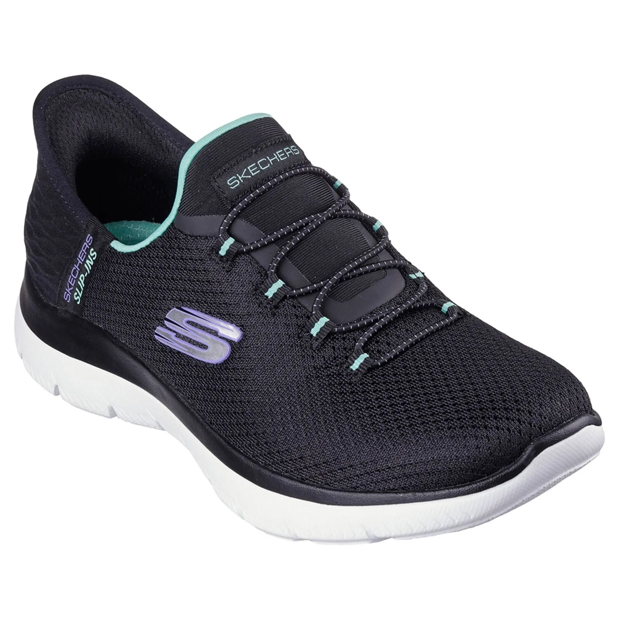Skechers Women's Slip-ins: Summits - Diamond Dream Sneaker in Black/Turquoise