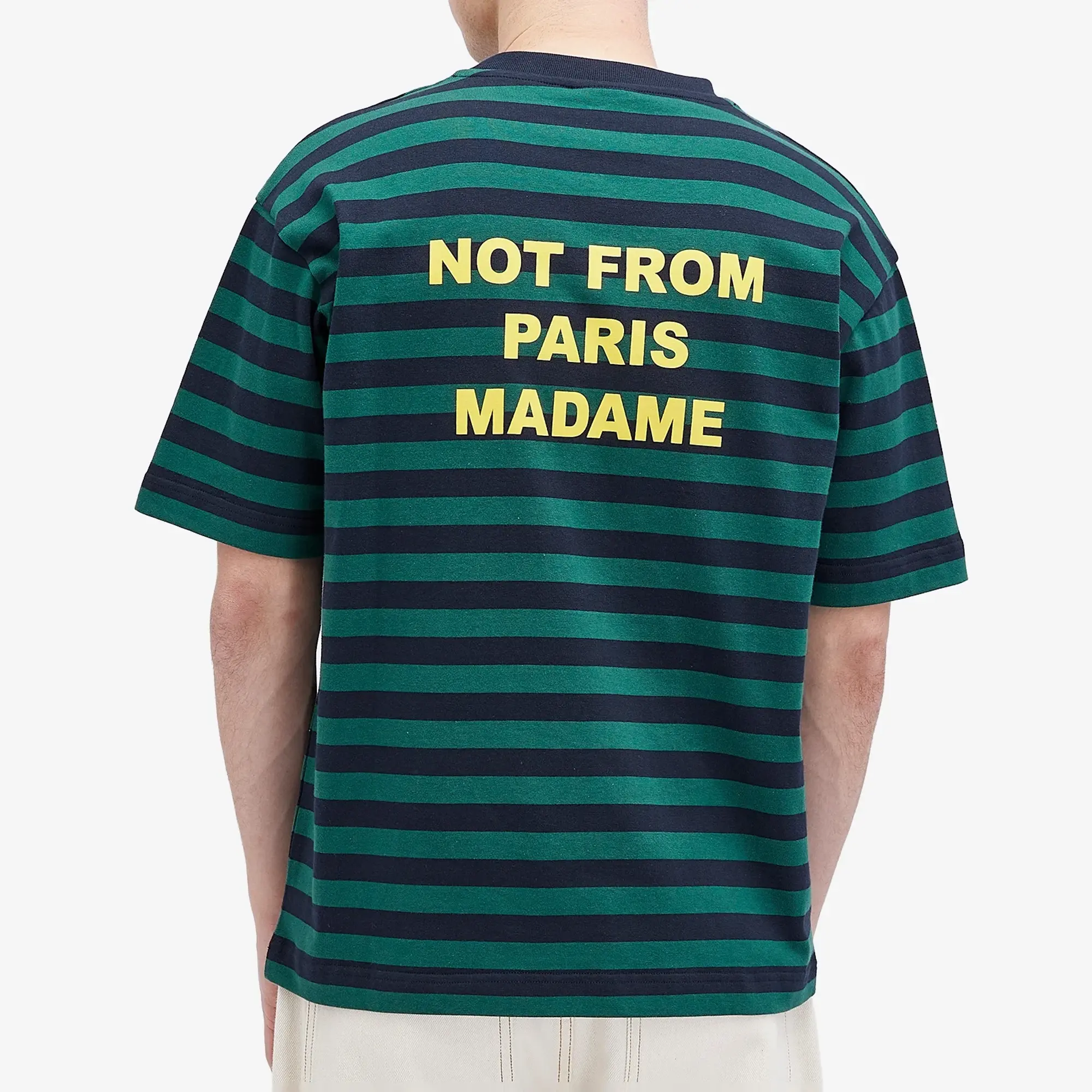 Drôle de Monsieur Men's Logo Stripe T-Shirt Navy