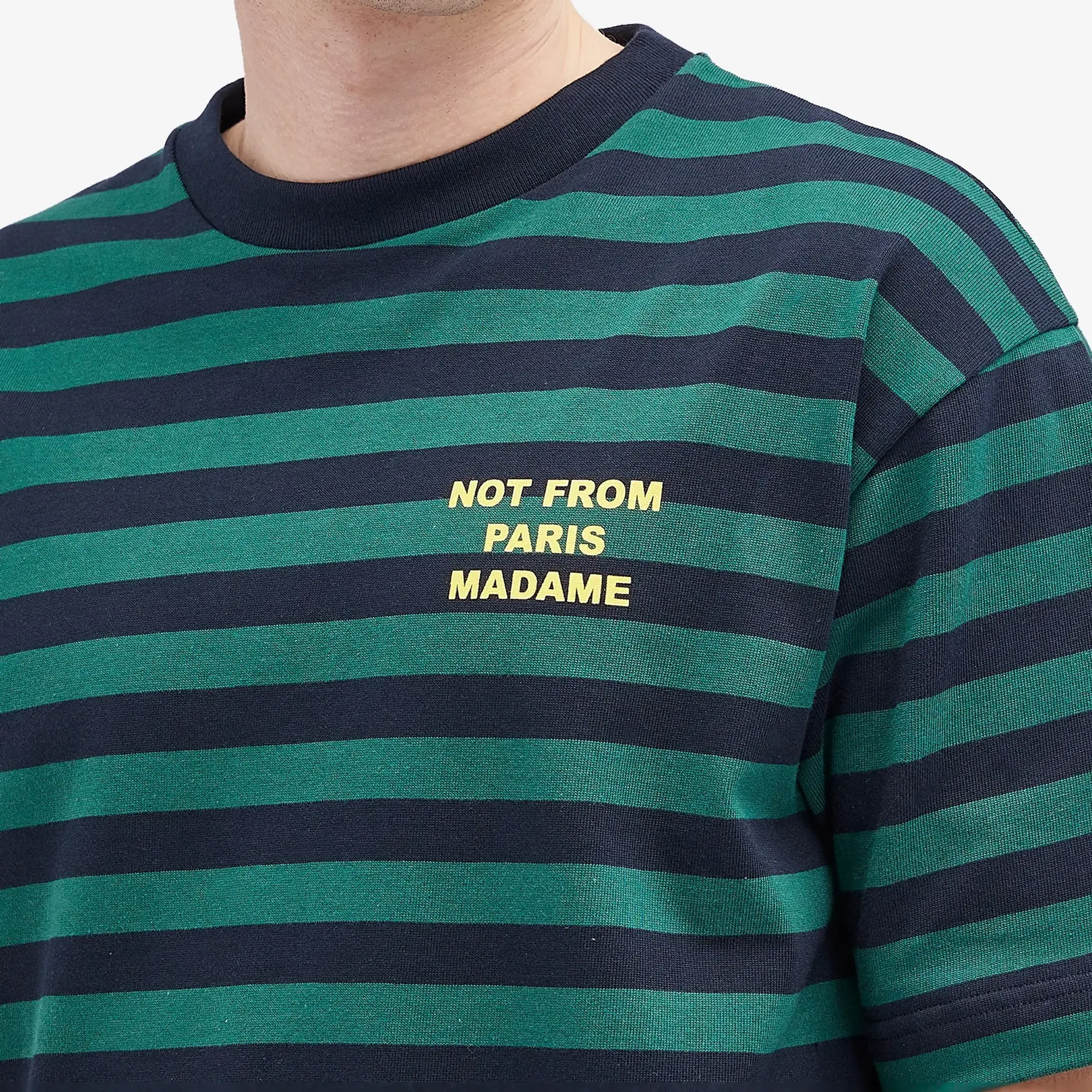 Drôle de Monsieur Men's Logo Stripe T-Shirt Navy