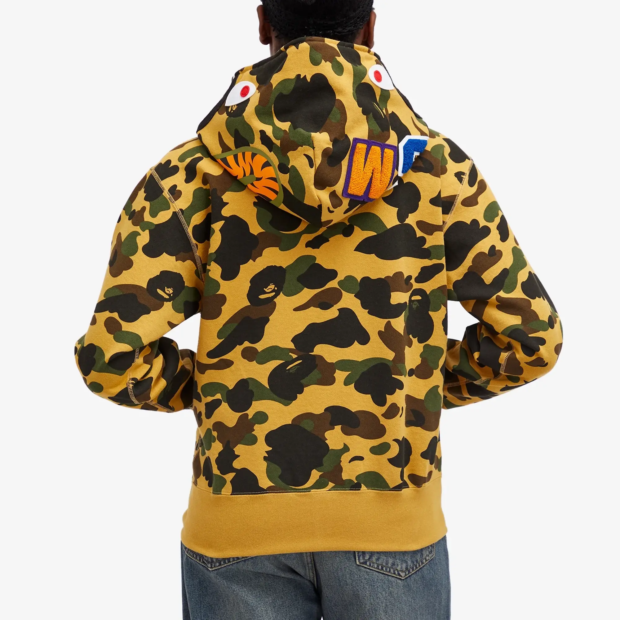 A Bathing Ape Women's Camo Shark Full Zip Hoodie Yellow