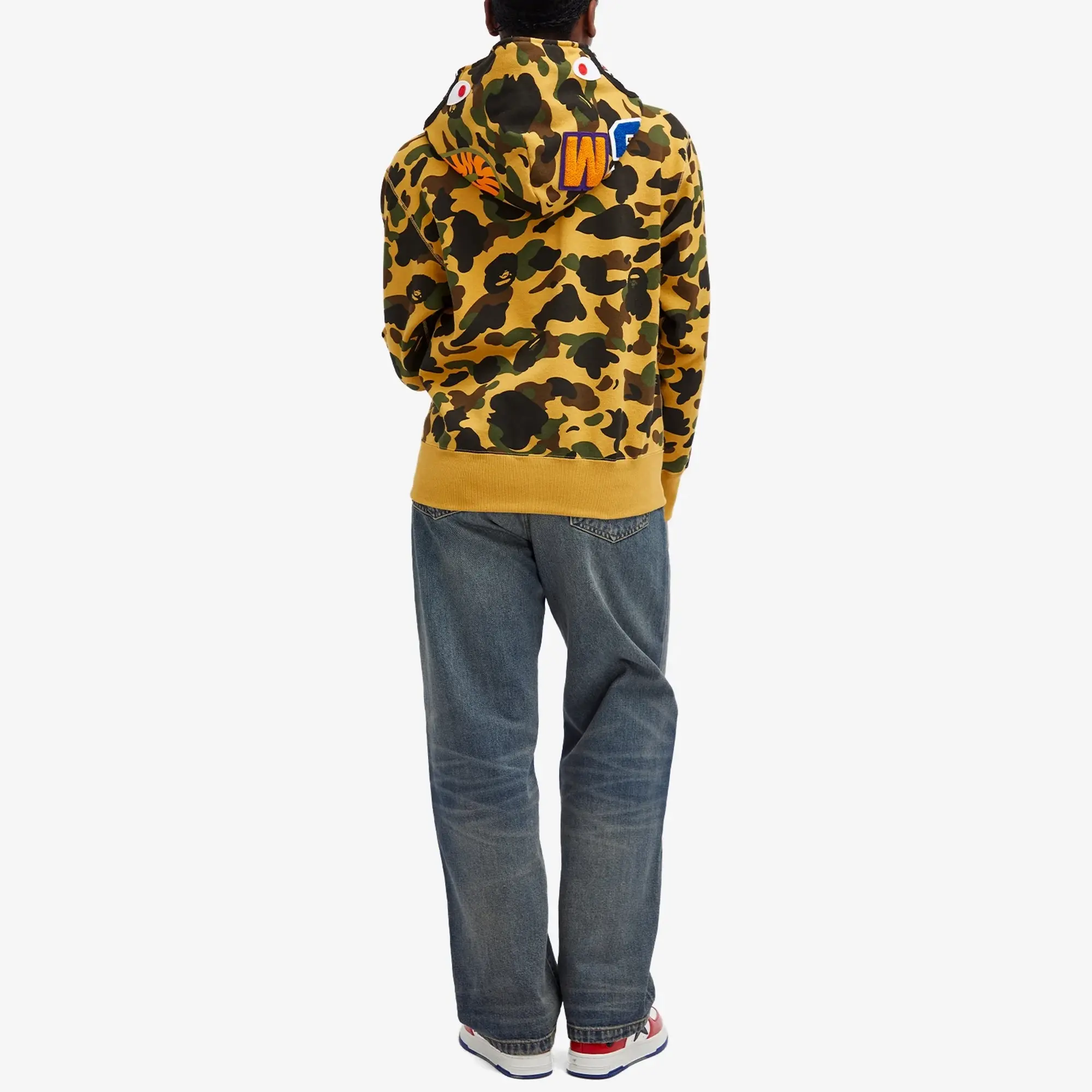 A Bathing Ape Women's Camo Shark Full Zip Hoodie Yellow