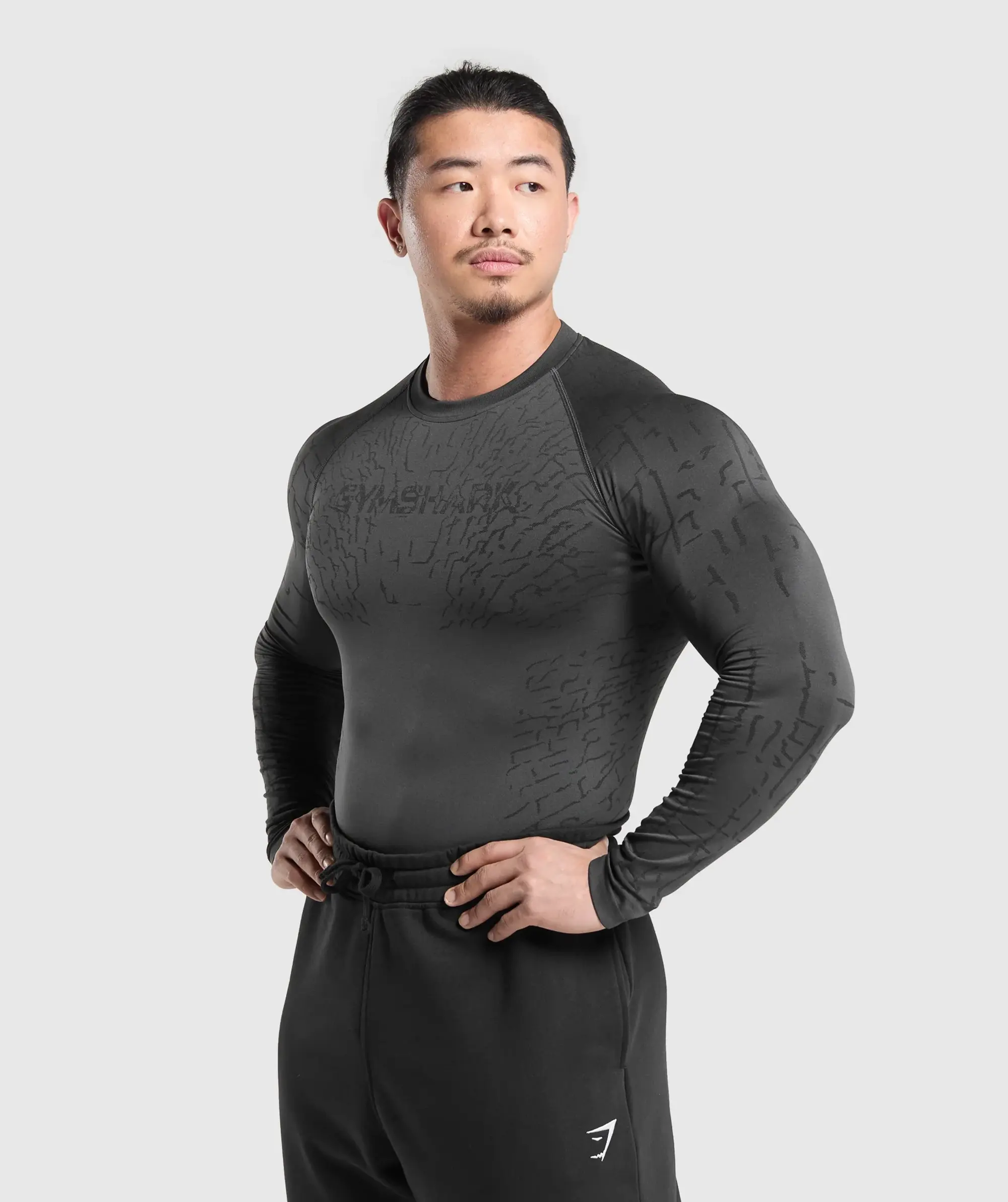 Gymshark Tectonic Long Sleeve T-Shirt - Asphalt Grey/Black