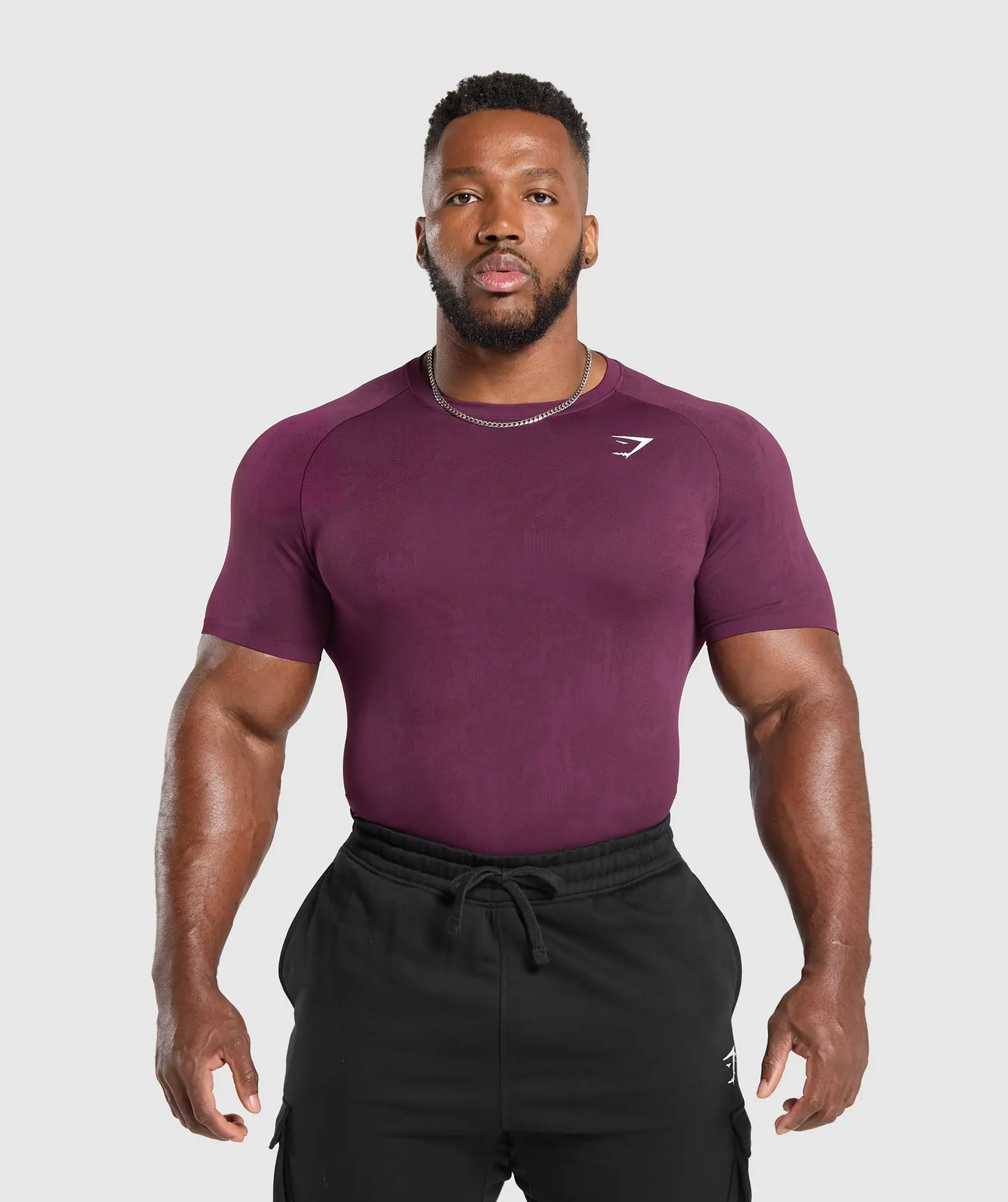 Gymshark Geo Seamless T-Shirt - Magenta Purple/Depth Purple