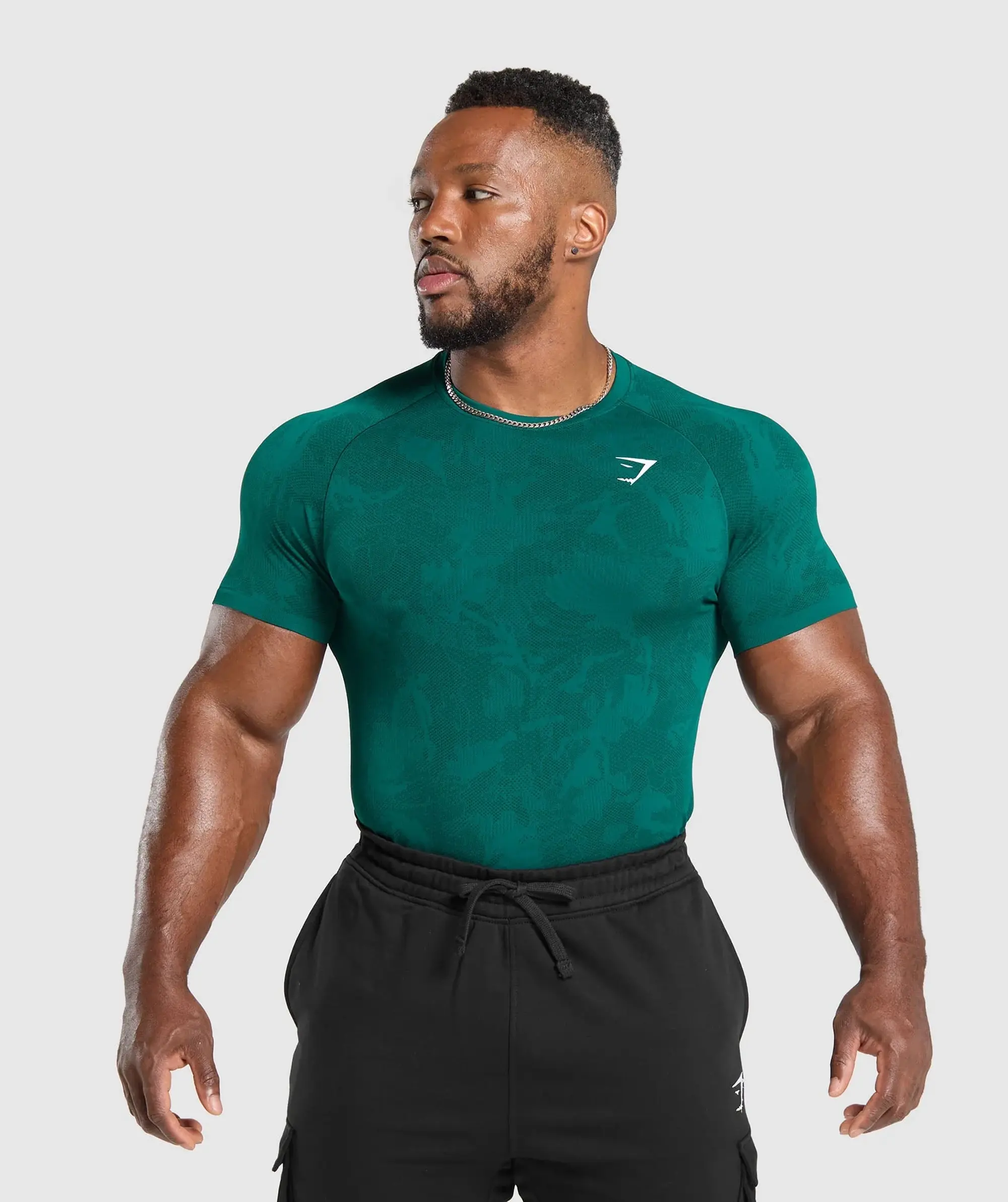 Gymshark Geo Seamless T-Shirt - Motivate Teal/Strong Teal