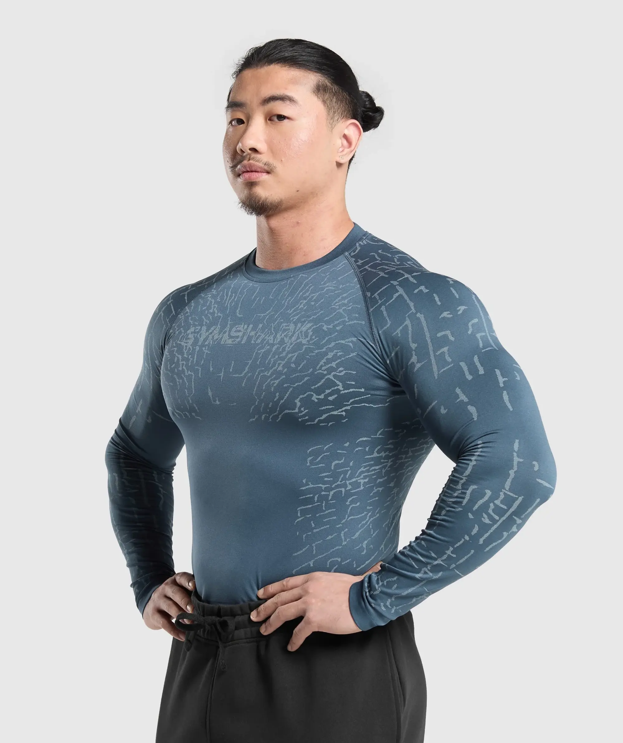 Gymshark Tectonic Long Sleeve T-Shirt - Cargo Blue/Cool Blue