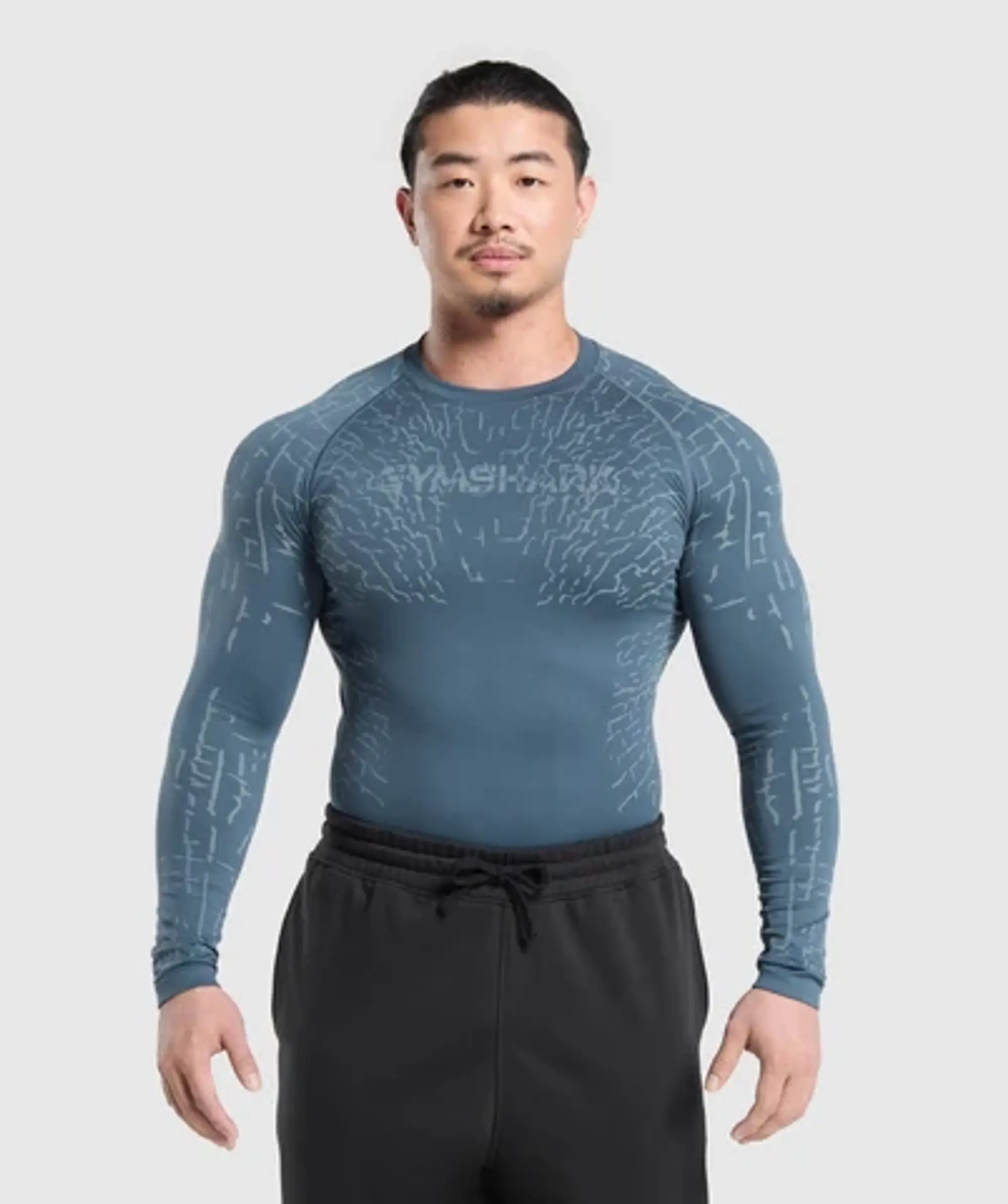 Gymshark Tectonic Long Sleeve T-Shirt - Cargo Blue/Cool Blue