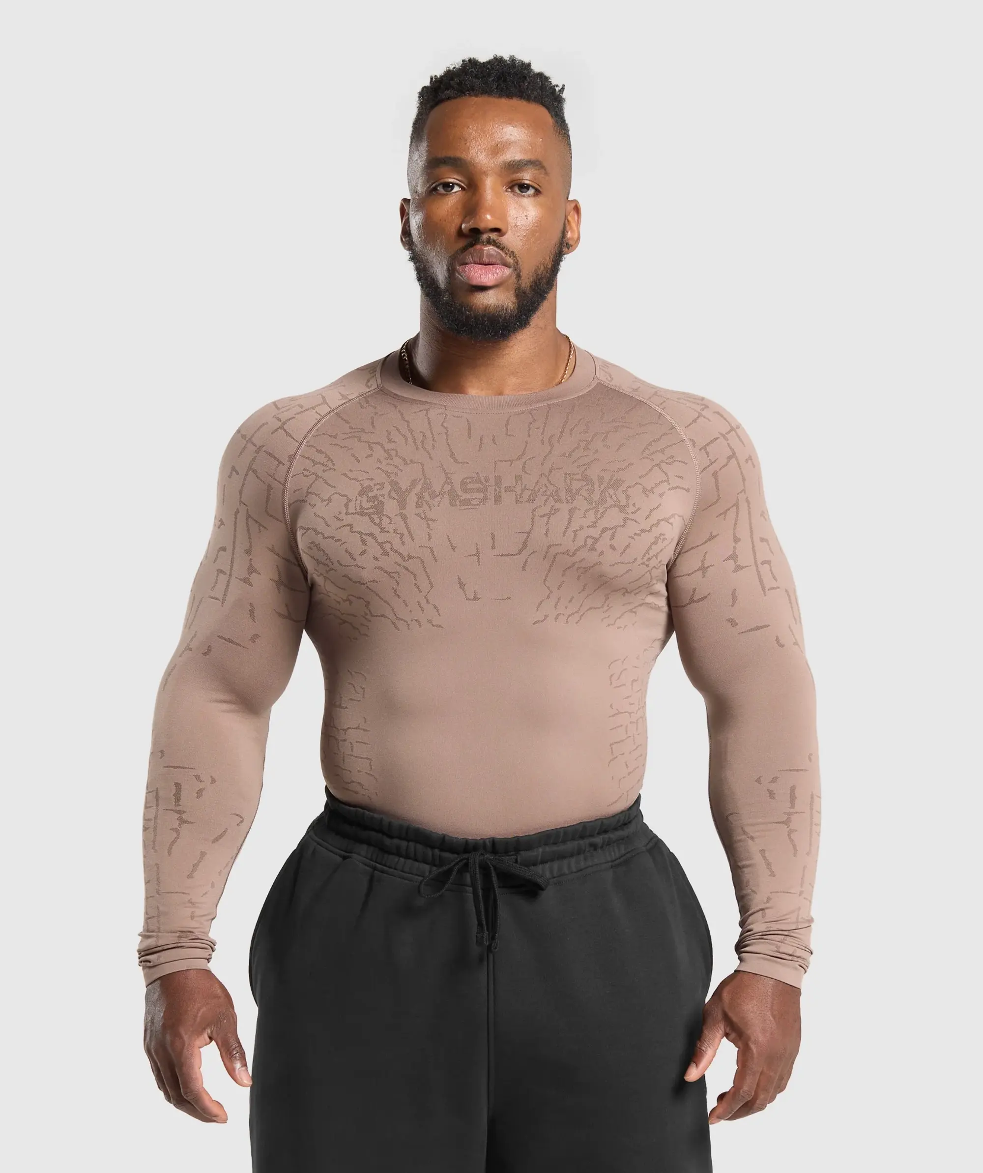 Gymshark Tectonic Long Sleeve T-Shirt - Mocha Mauve/Walnut Brown