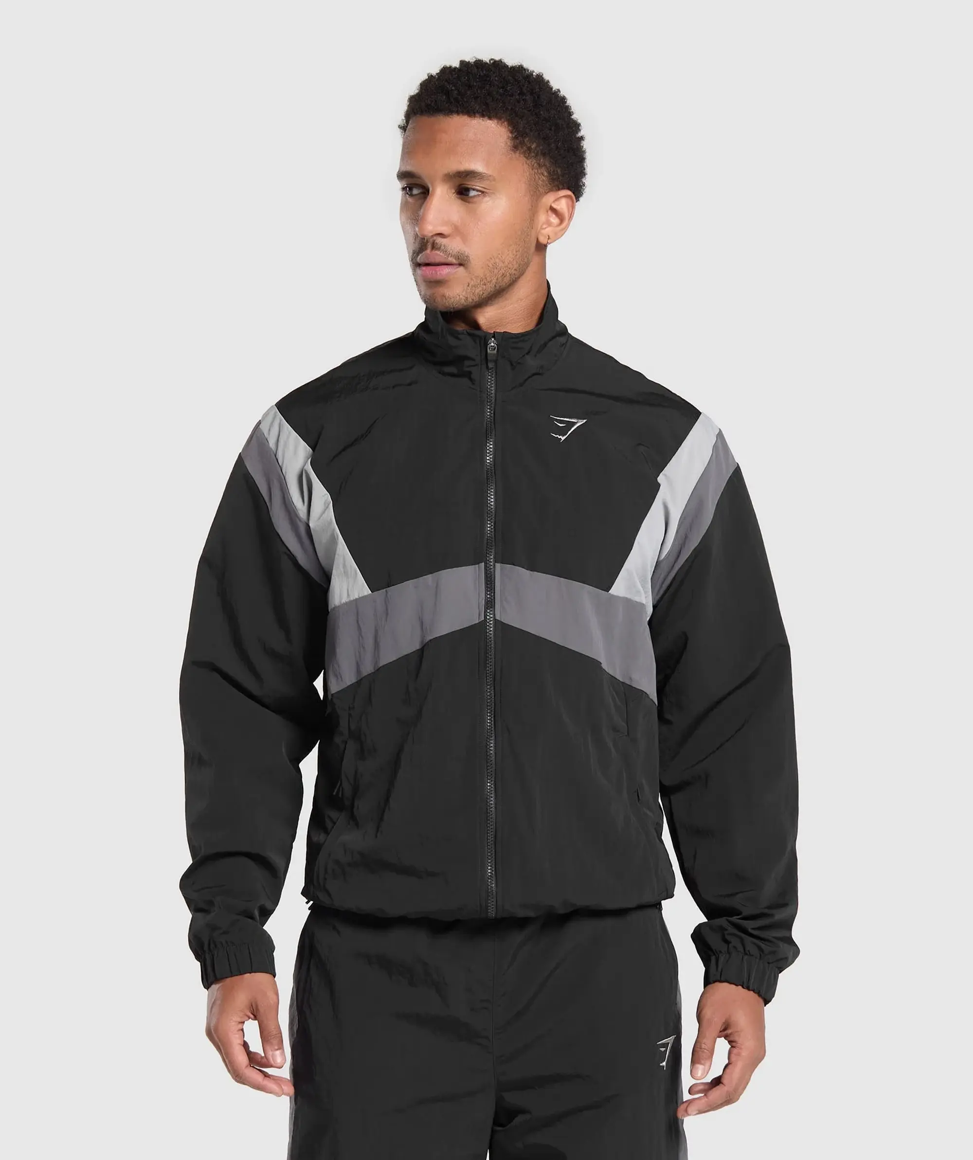 Gymshark Retro Track Jacket - Black/Dark Grey/Smokey Grey