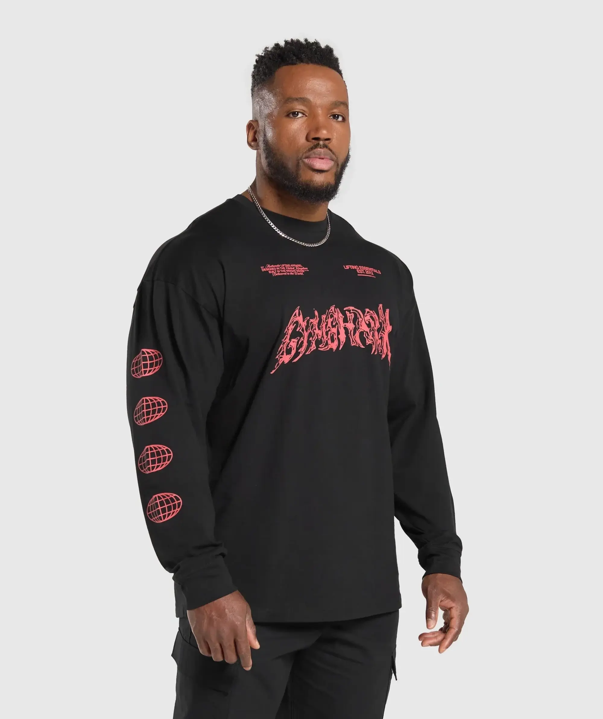 Gymshark Metal Lifting Graphic Long Sleeve T-Shirt - Black