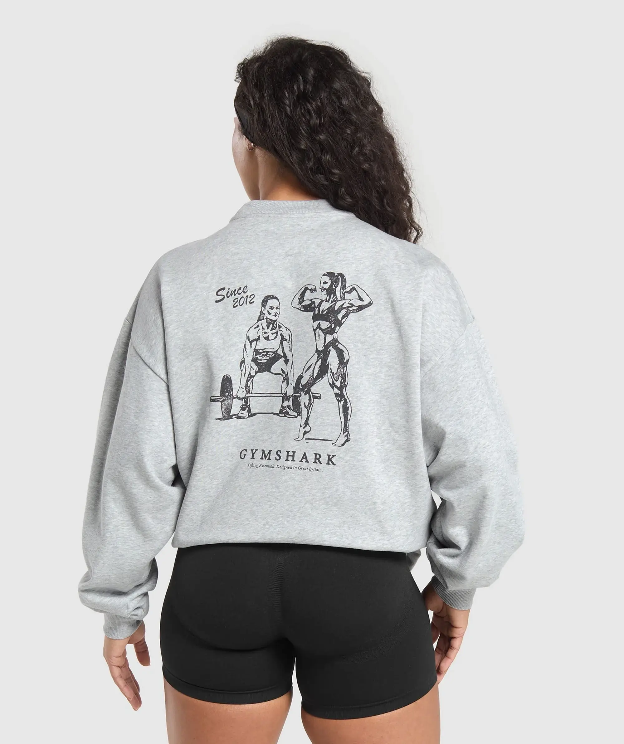 Gymshark Two Strong Women Sweatshirt - Light Grey Core Marl