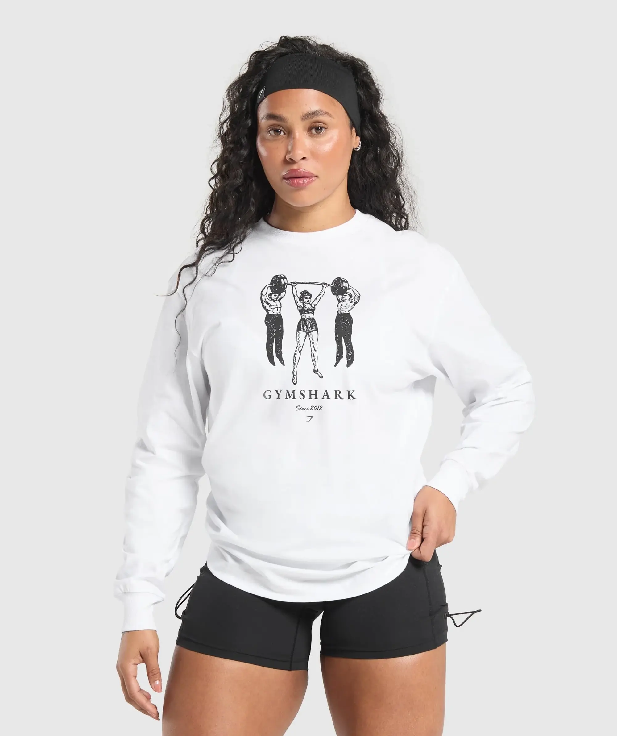 Gymshark Retro Lifting Long Sleeve T-Shirt - White