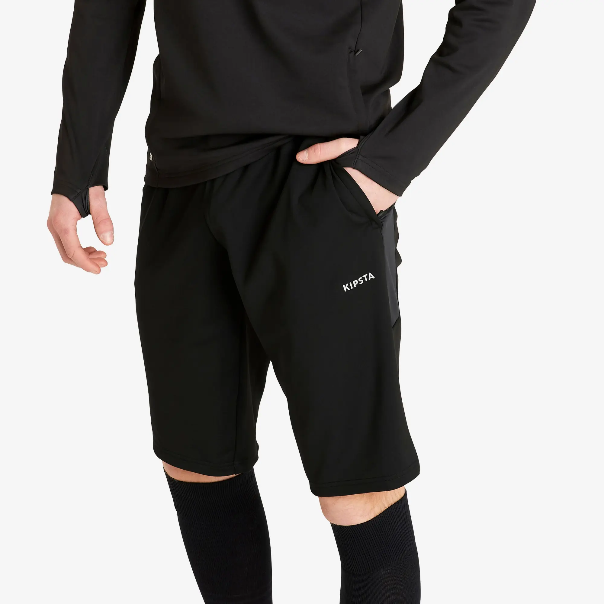 Kipsta Adult Long Shorts Viralto Club - Black & Carbon Grey