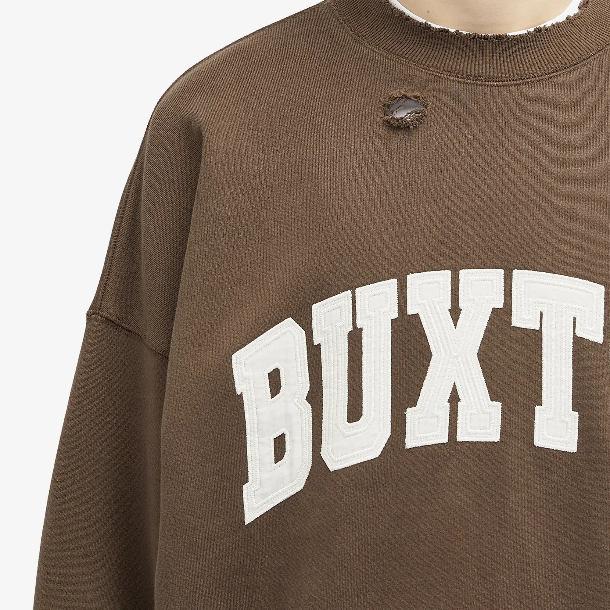 Cole Buxton Men's Distressed Applique Sweatshirt Washed Brown