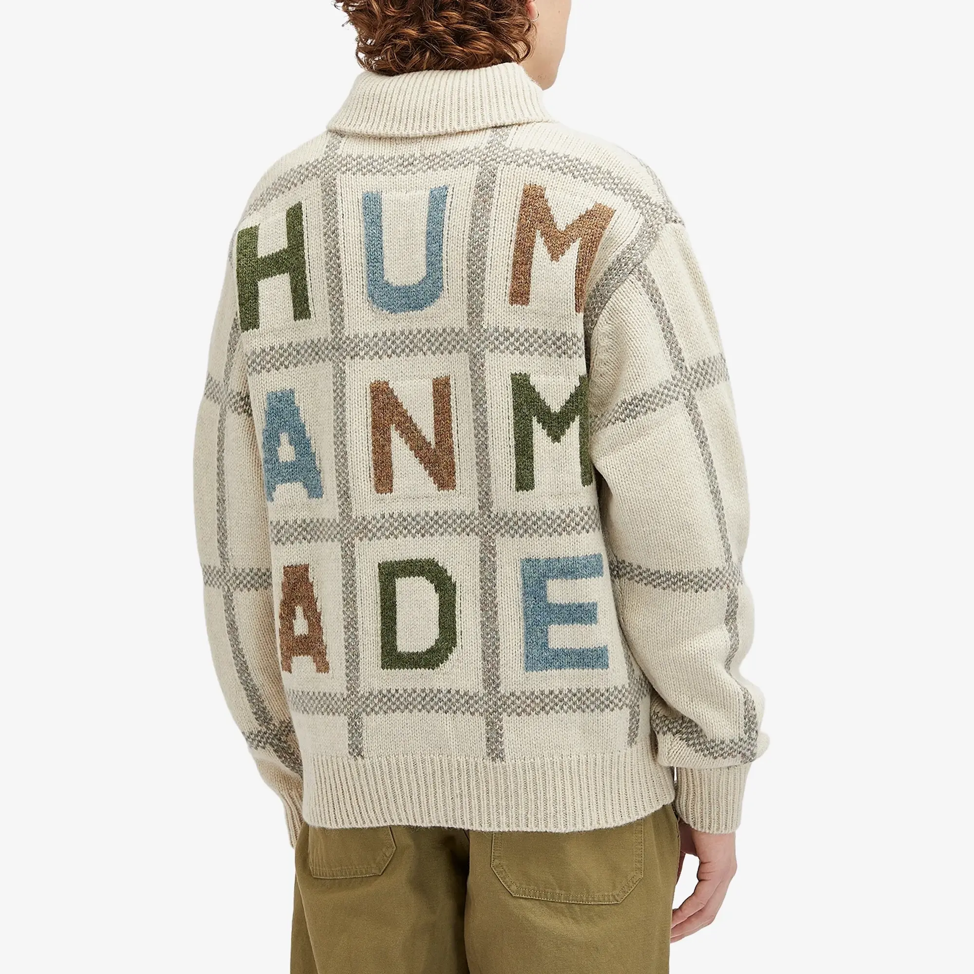 Human Made Men's Animal Half-Zip Knit Sweater White