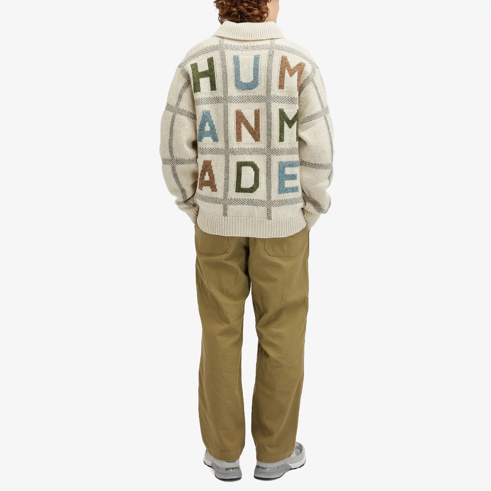 Human Made Men's Animal Half-Zip Knit Sweater White