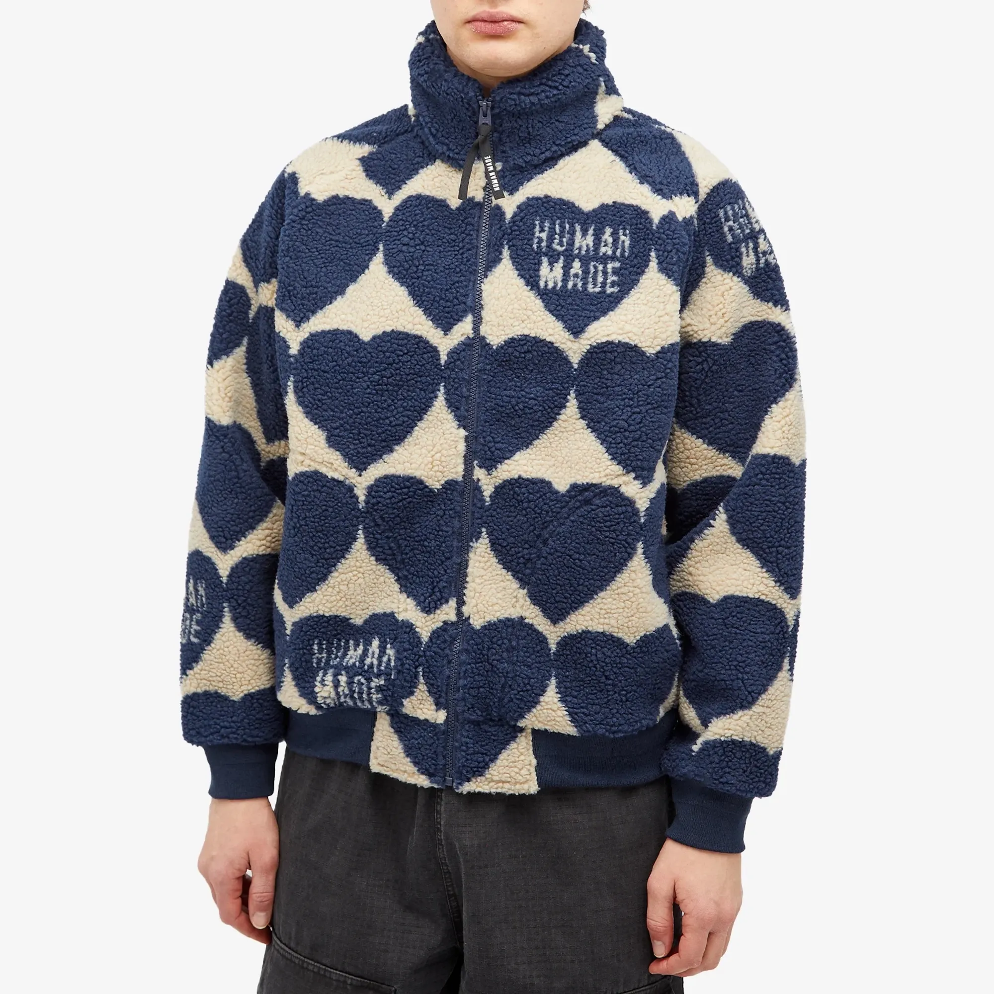 Human Made Men's Heart Fleece Jacket Blue | HM28JK040-BL | FOOTY.COM