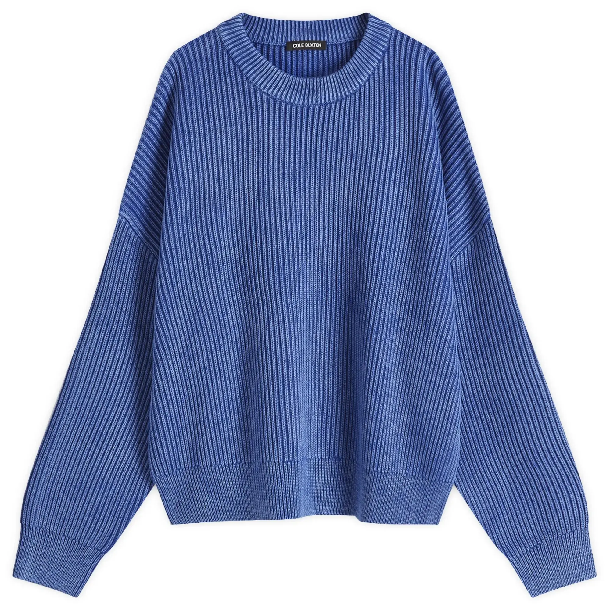 Cole Buxton Men's Acid Wash Knit Sweatshirt Cobalt Blue