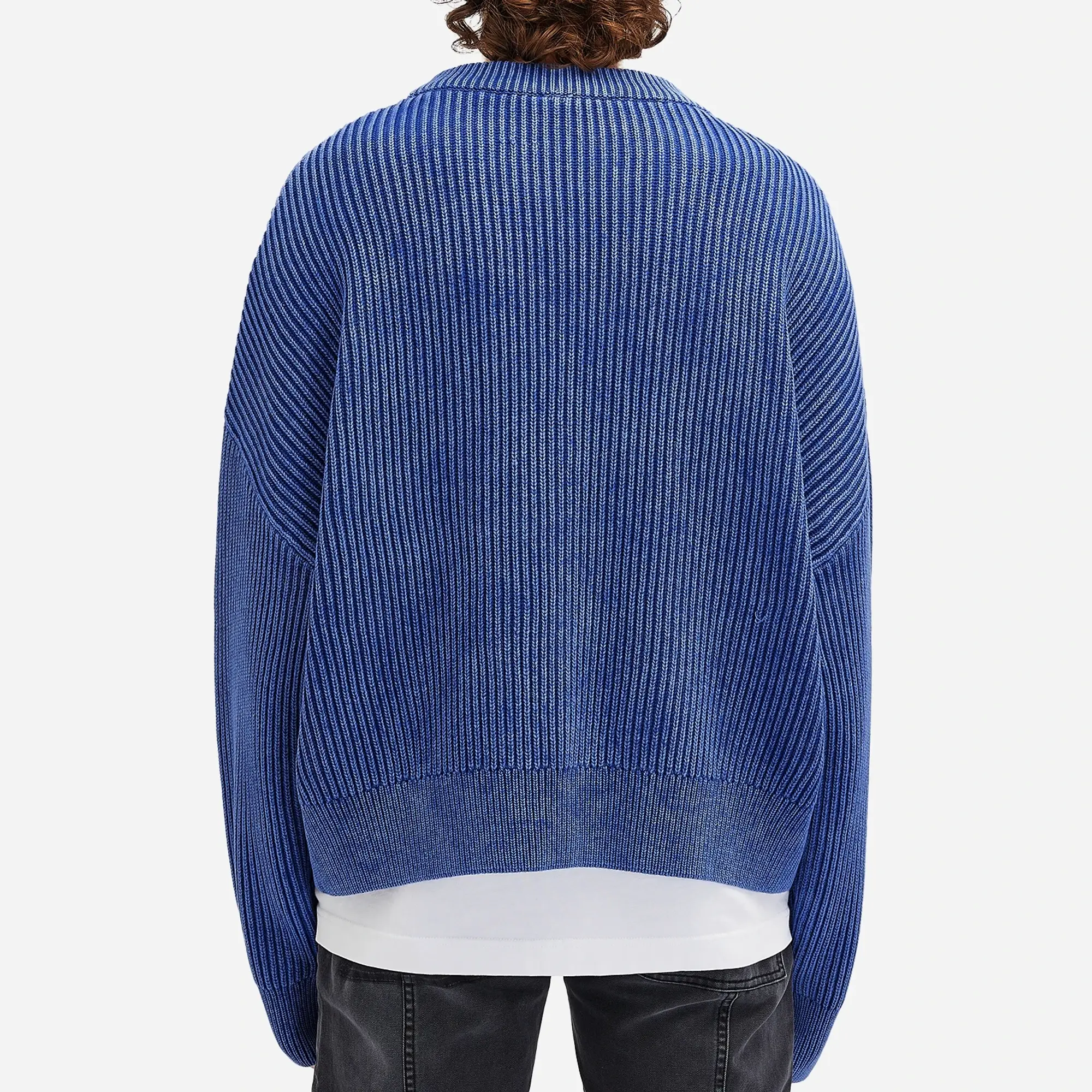 Cole Buxton Men's Acid Wash Knit Sweatshirt Cobalt Blue