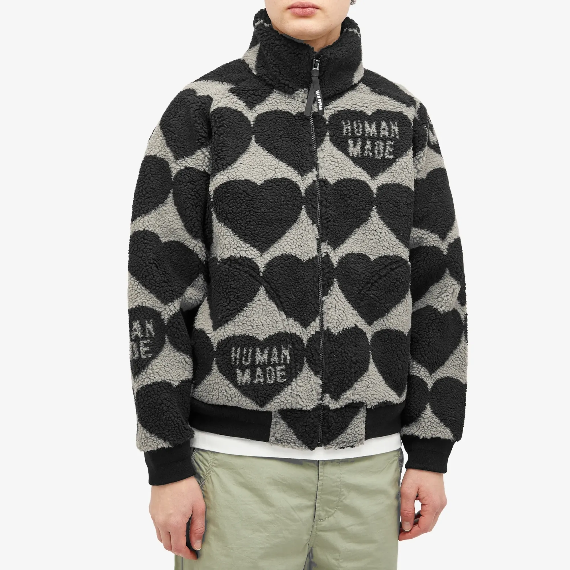 Human Made Men's Heart Fleece Jacket Black | HM28JK040-BK Human Made Men's Heart Fleece Jacket Black | HM28JK040-BK