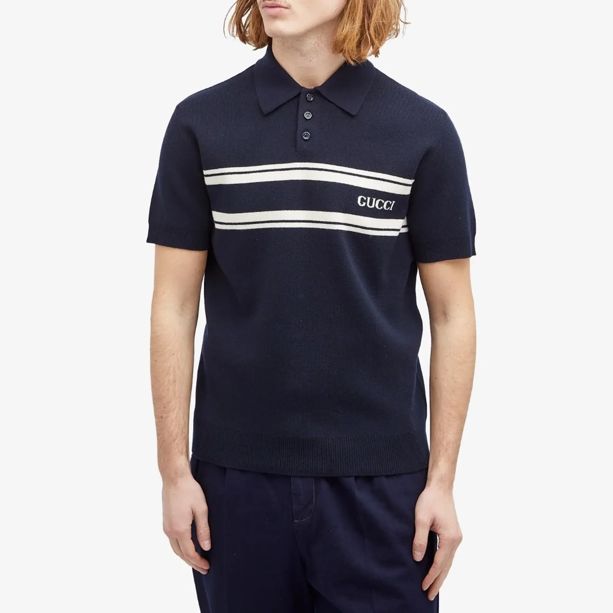 Gucci Men's Polo Navy/White